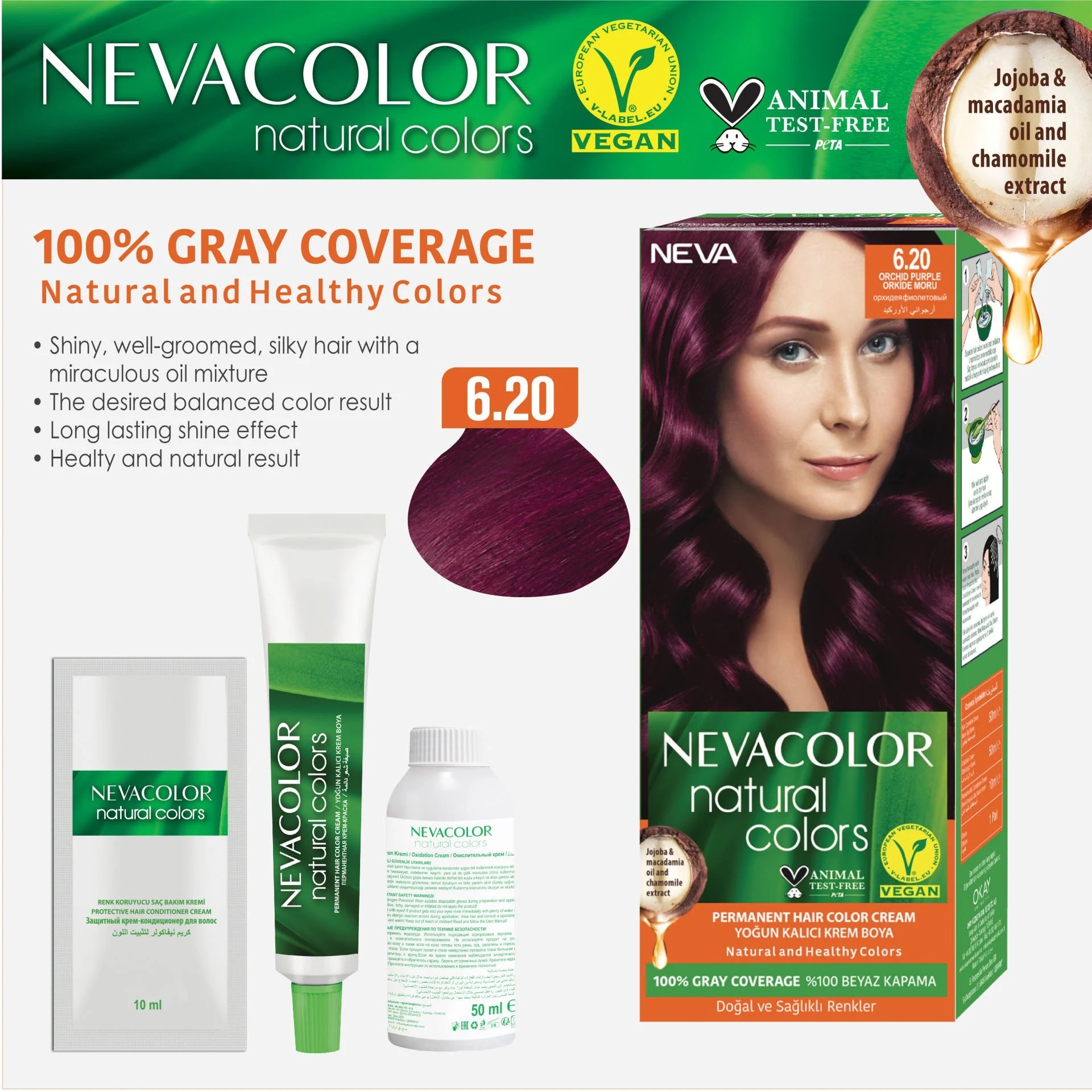 Natural Colors 2'Lİ SET 6.20 ORKİDE MORU Kalıcı Krem Saç Boyası Seti