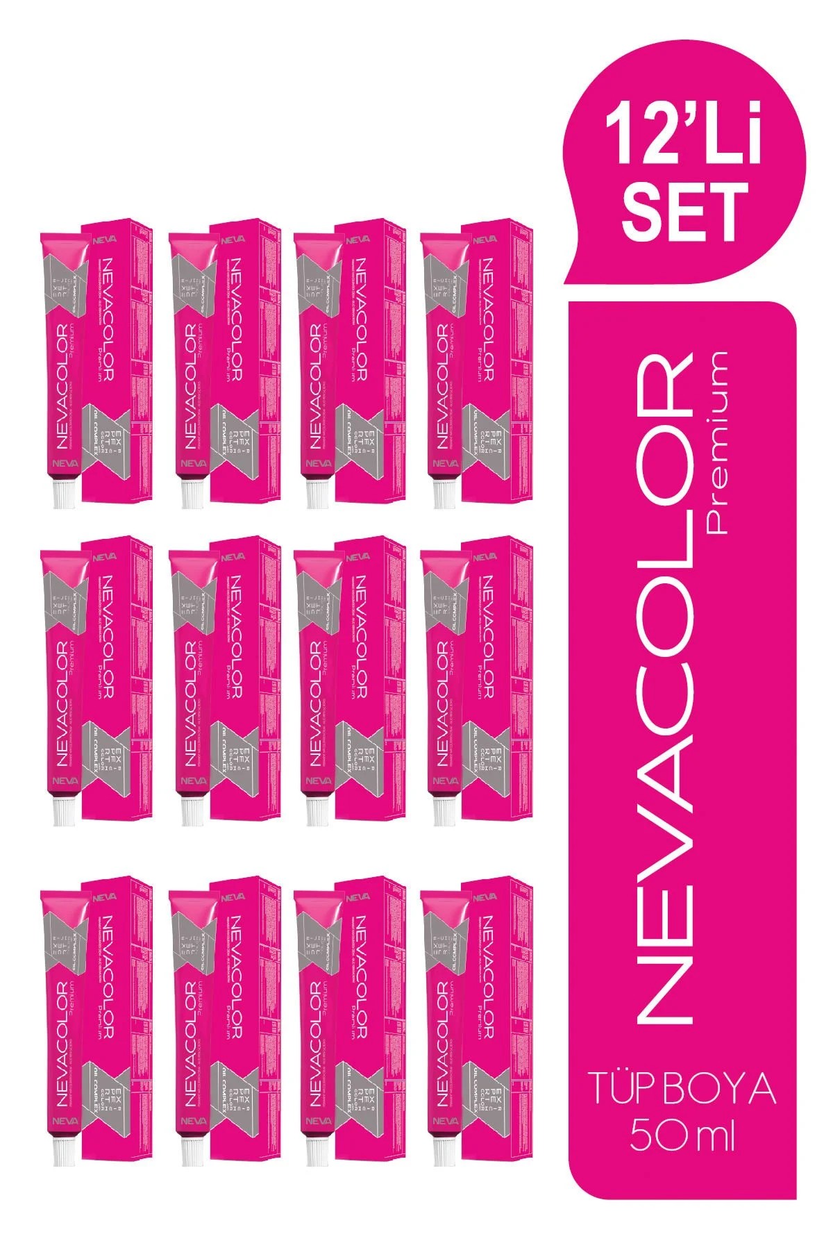 NEVACOLOR Premium 12'Lİ SET 6.77 SICAK ÇİKOLATA Kalıcı Krem Saç Boyası (50ml x 12 adet)