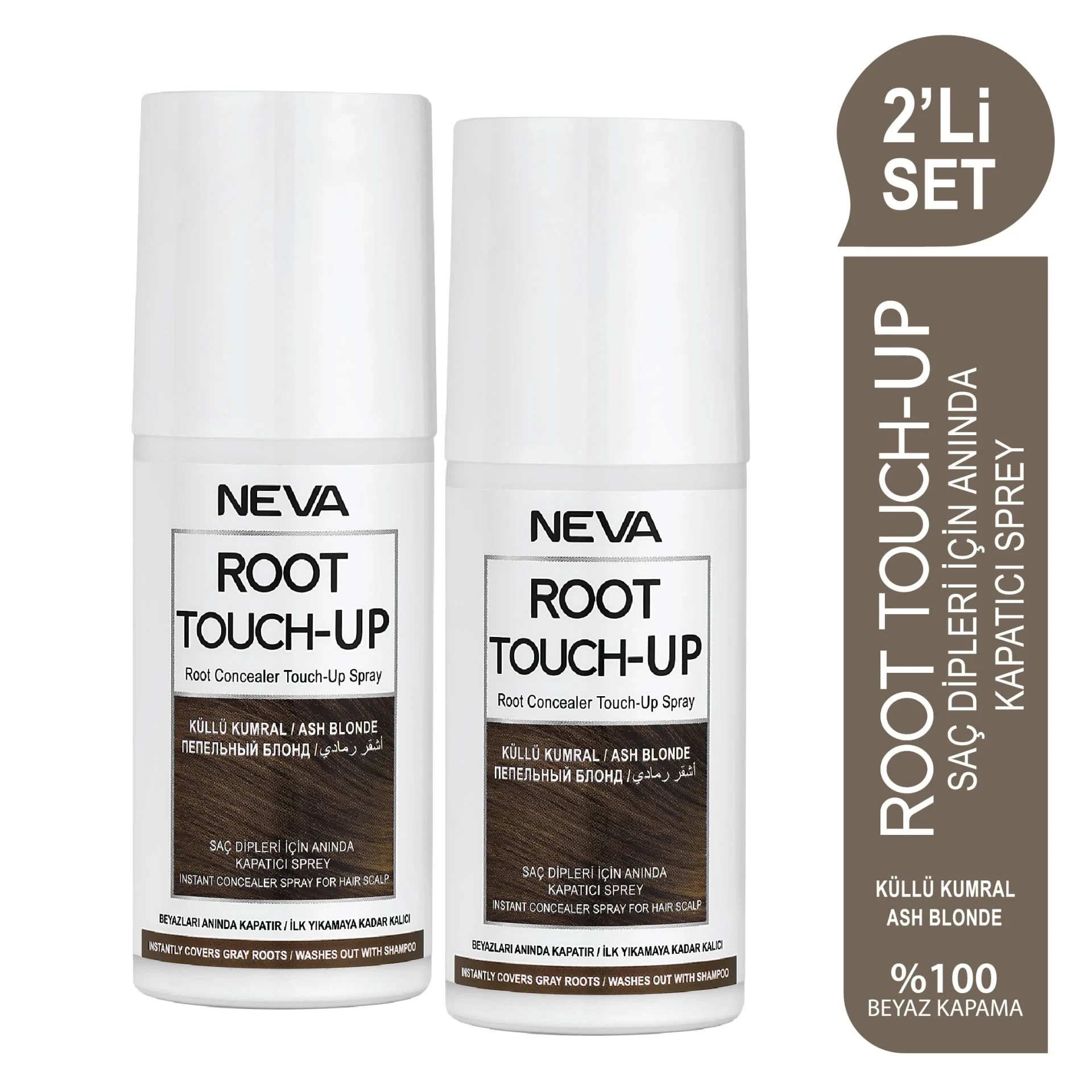 NEVA ROOT TOUCH-UP 2'Lİ SET KÜLLÜ KUMRAL Saç Dipleri İçin Anında Kapatıcı Sprey 75ml