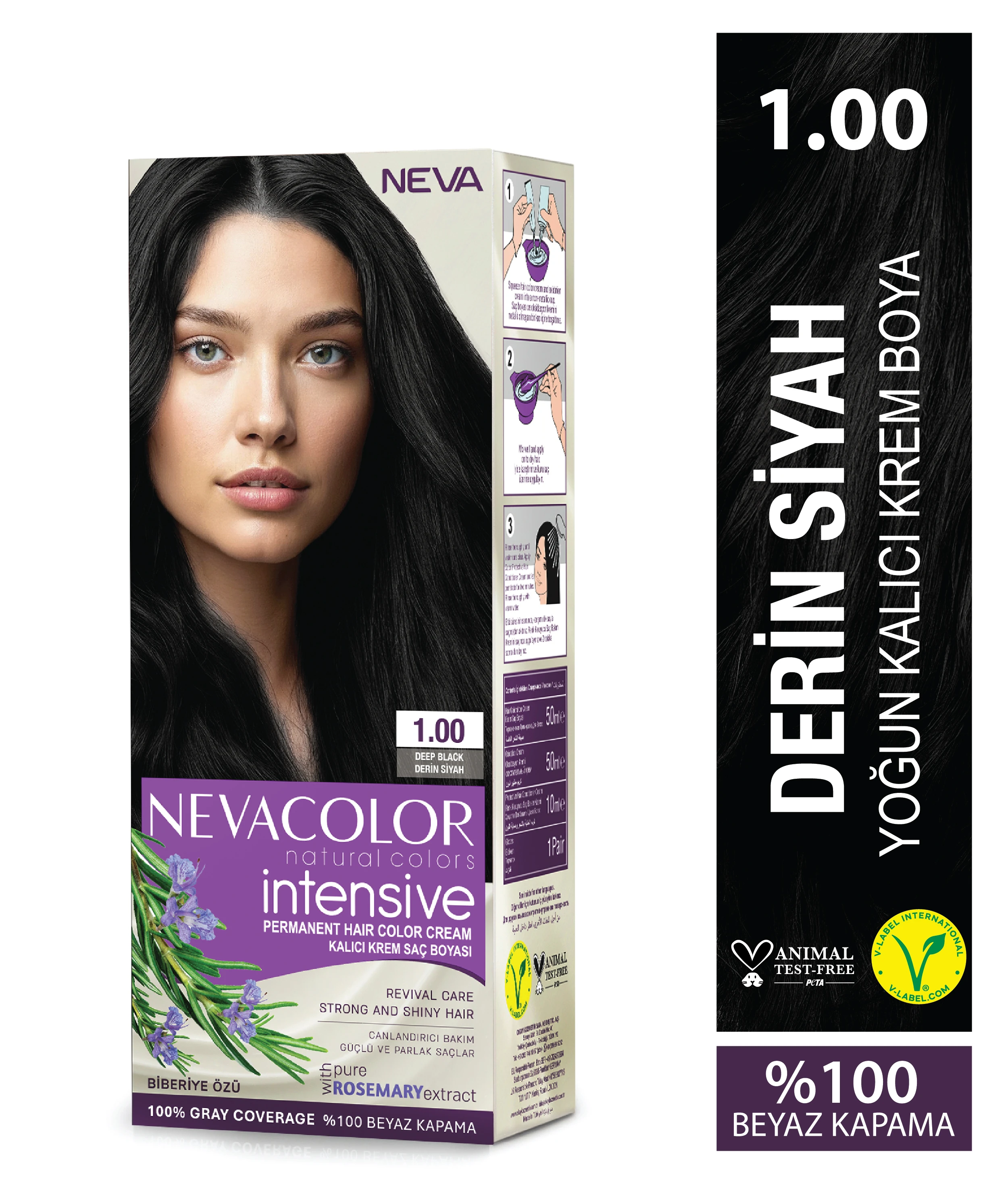 INTENSIVE 1.00 DERİN SİYAH Kalıcı Krem Saç Boyası Seti