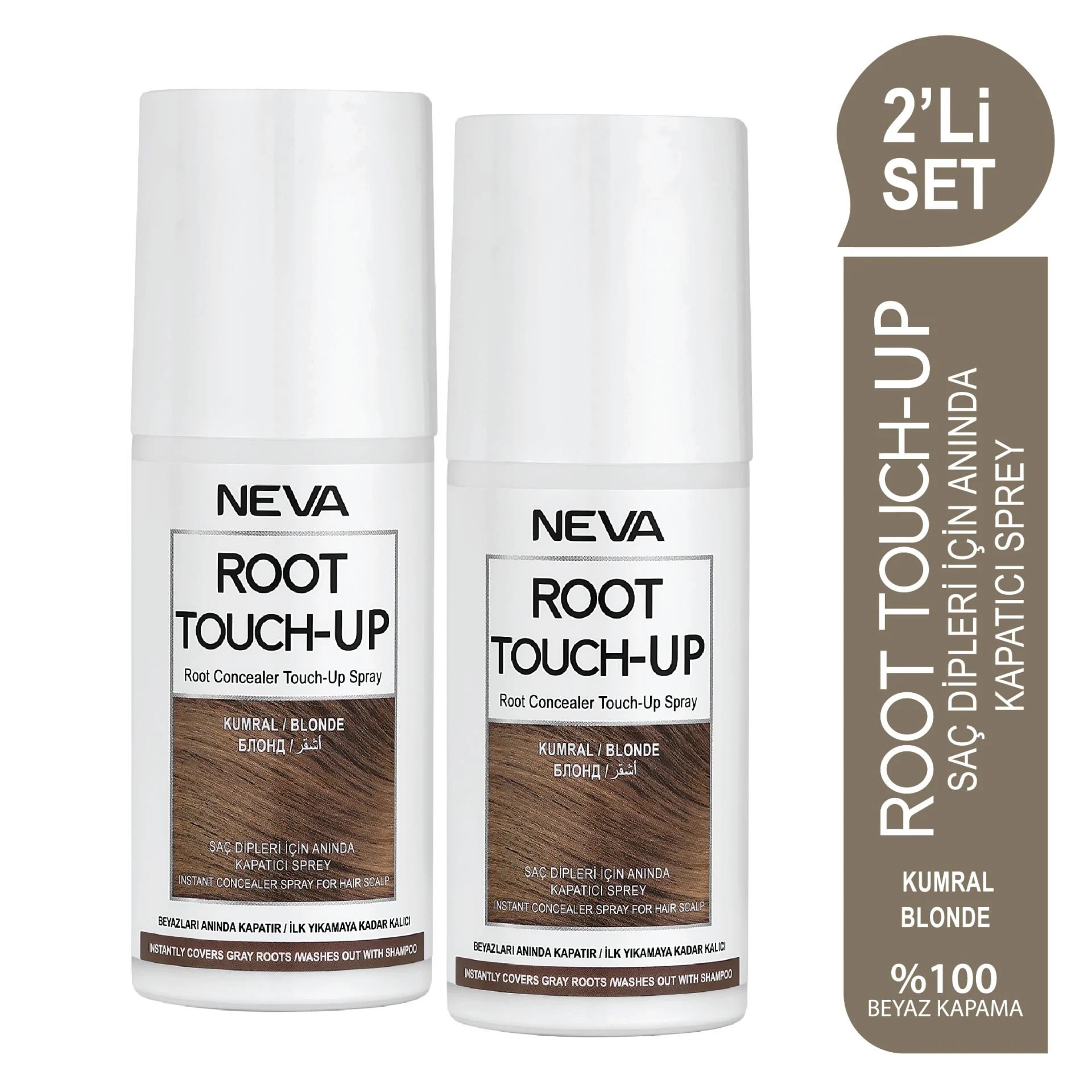 NEVA ROOT TOUCH-UP 2'Lİ SET KUMRAL Saç Dipleri İçin Anında Kapatıcı Sprey 75ml