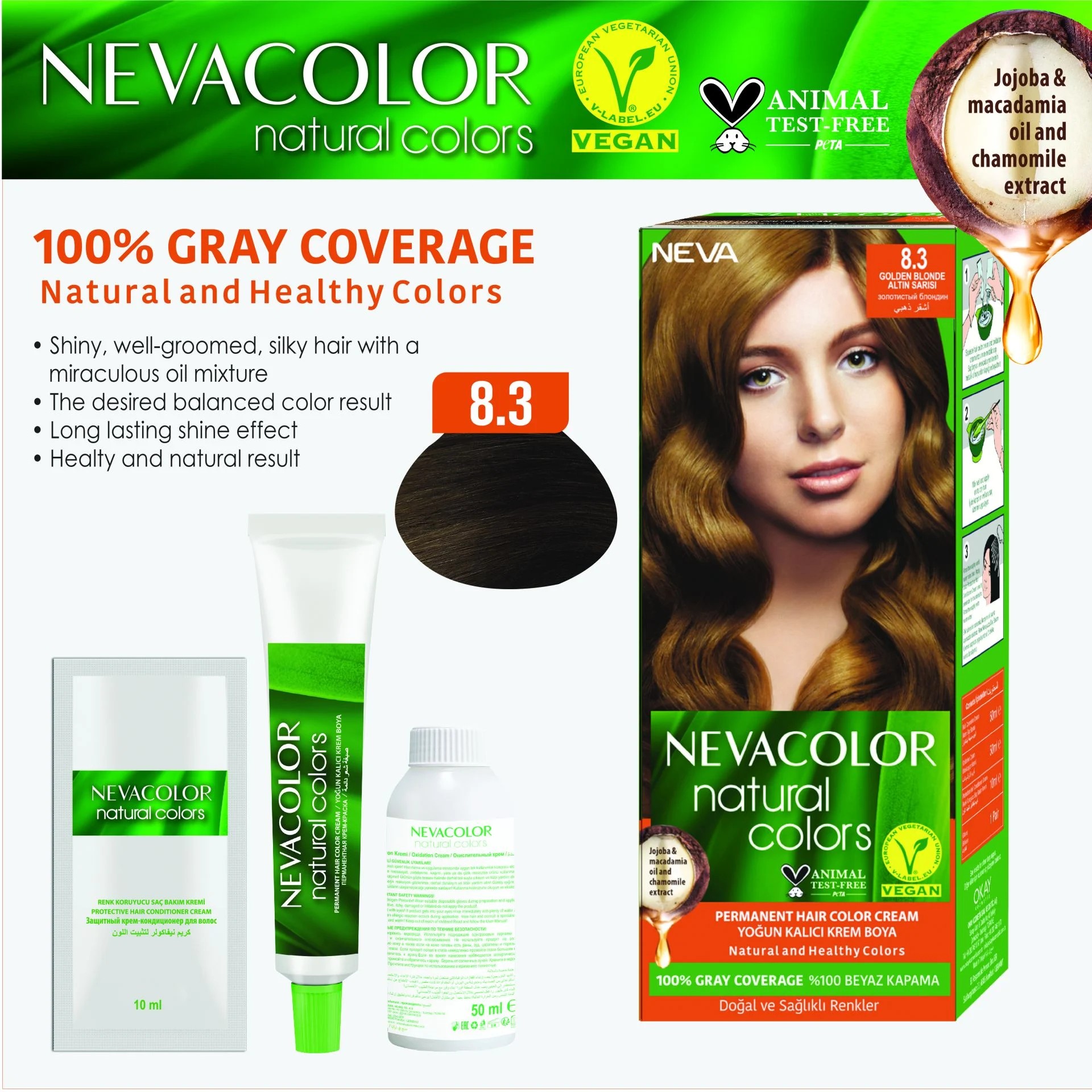 Natural Colors 2'Lİ SET 8.3 ALTIN SARISI Kalıcı Krem Saç Boyası Seti