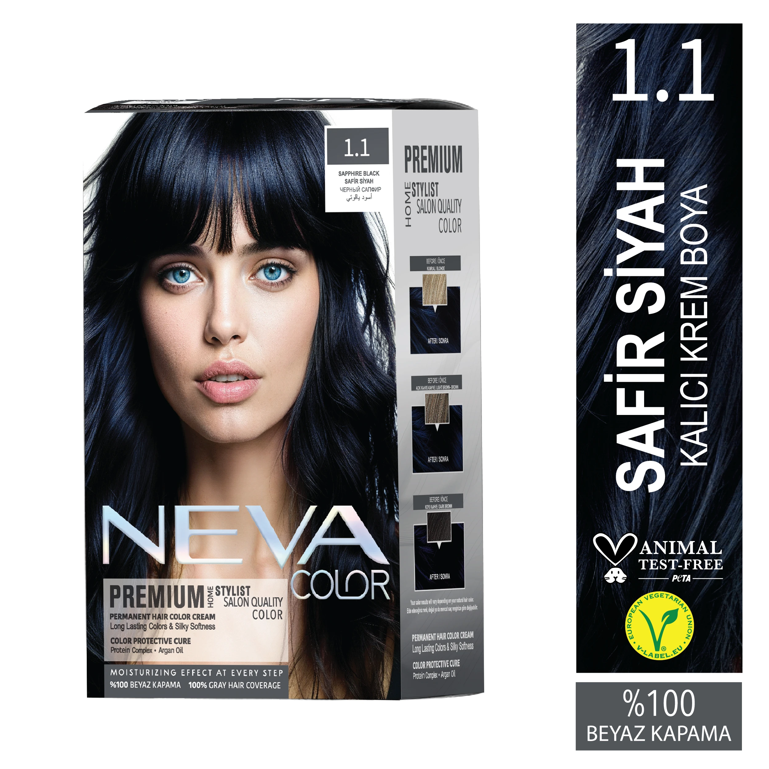 Nevacolor Premıum Kalıcı Krem Saç Boyası 1.1 Safir Siyah