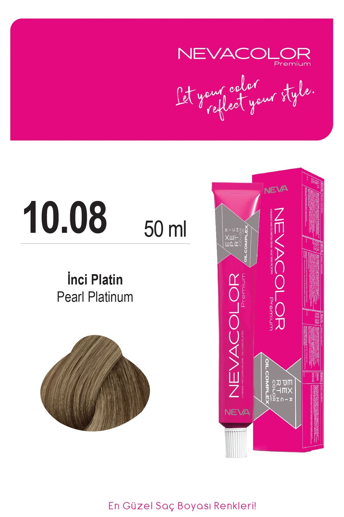 Nevacolor Premium 10.08 İnci Platin - Kalıcı Krem Saç Boyası 50 g Tüp