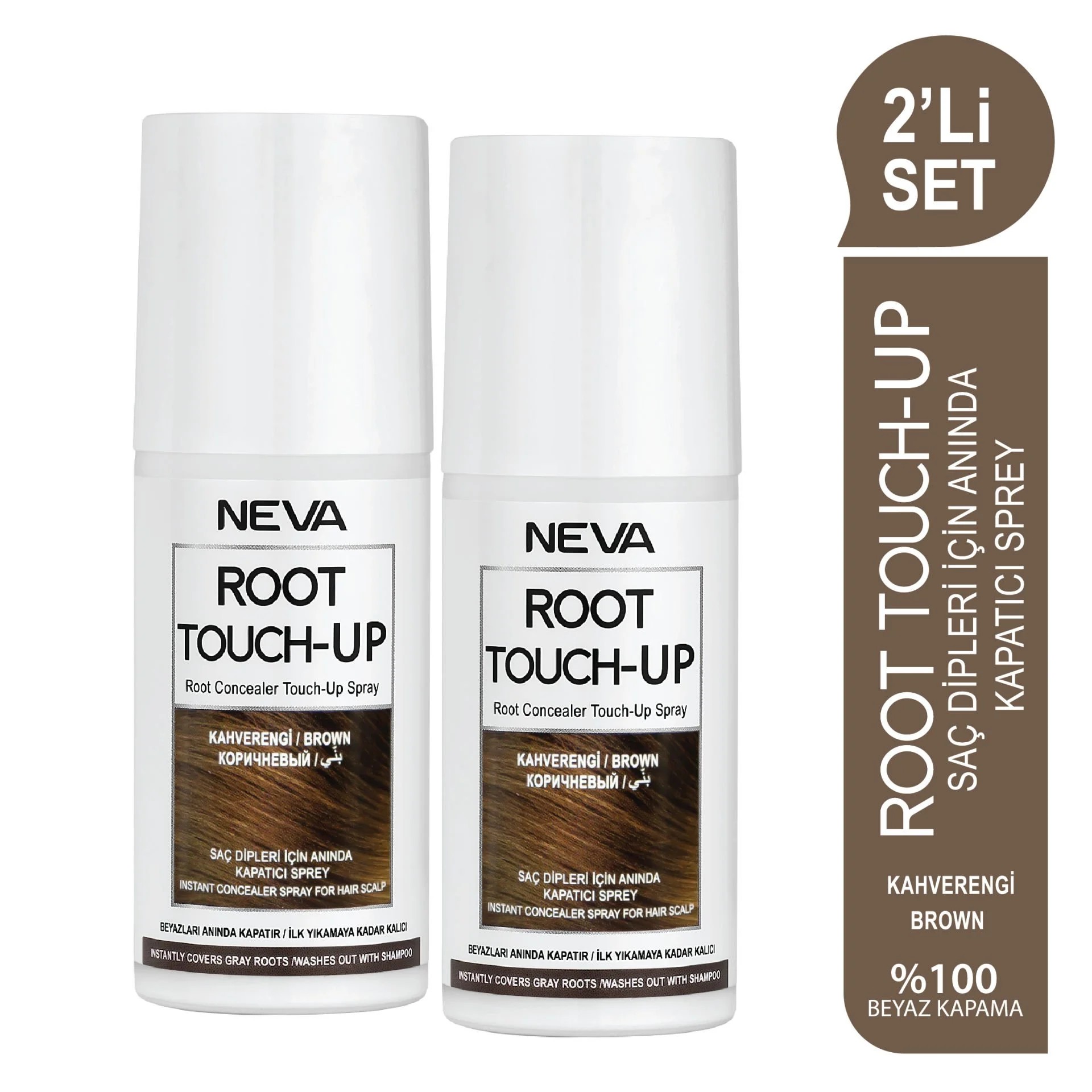 NEVA ROOT TOUCH-UP 2'Lİ SET KAHVE Saç Dipleri İçin Anında Kapatıcı Sprey 75ml