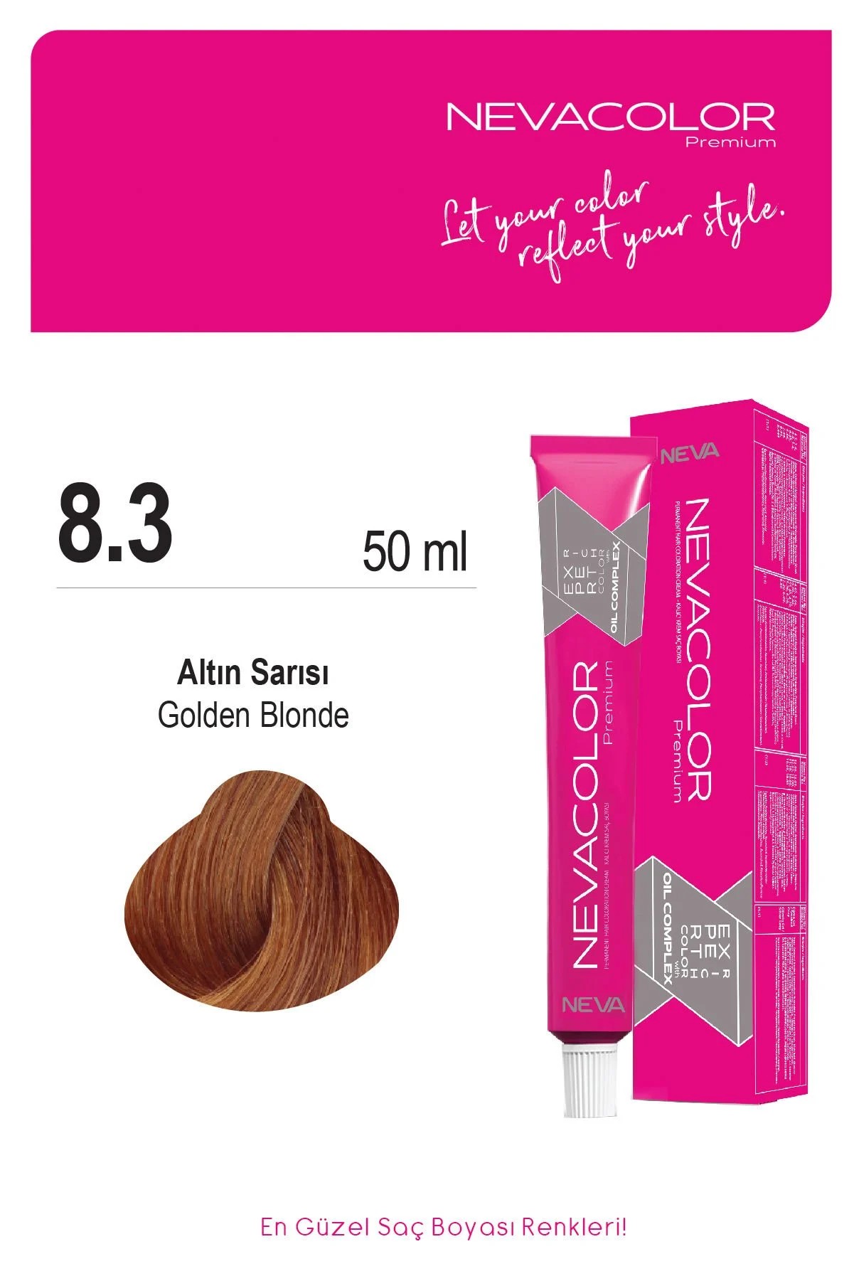 Nevacolor Premium 8.3 Altın Sarısı - Kalıcı Krem Saç Boyası 50 g Tüp