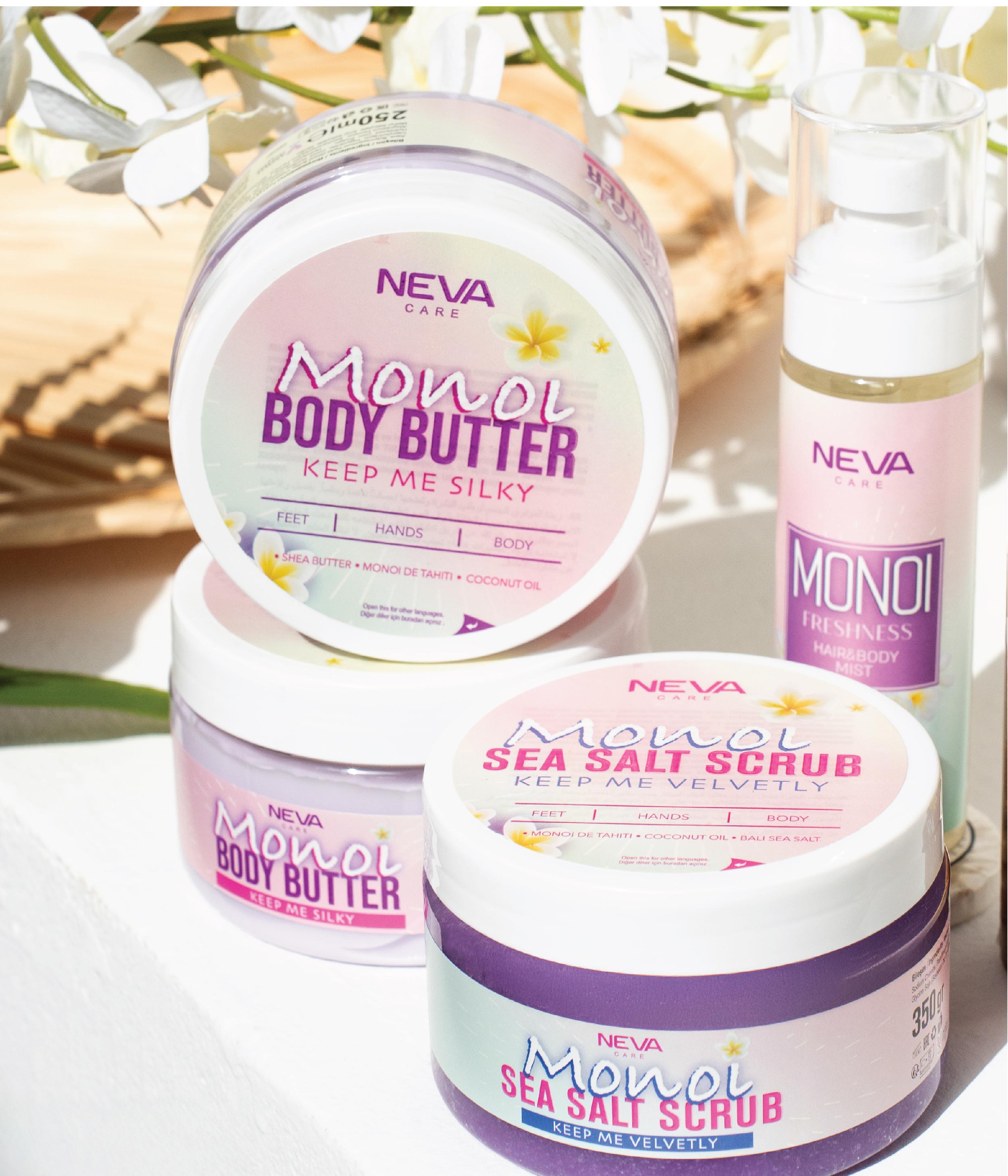 MONOI 3'LÜ VÜCUT BAKIM SETİ (Haır Body Mıst 100ml + Scrub 350g + Butter 250ml)