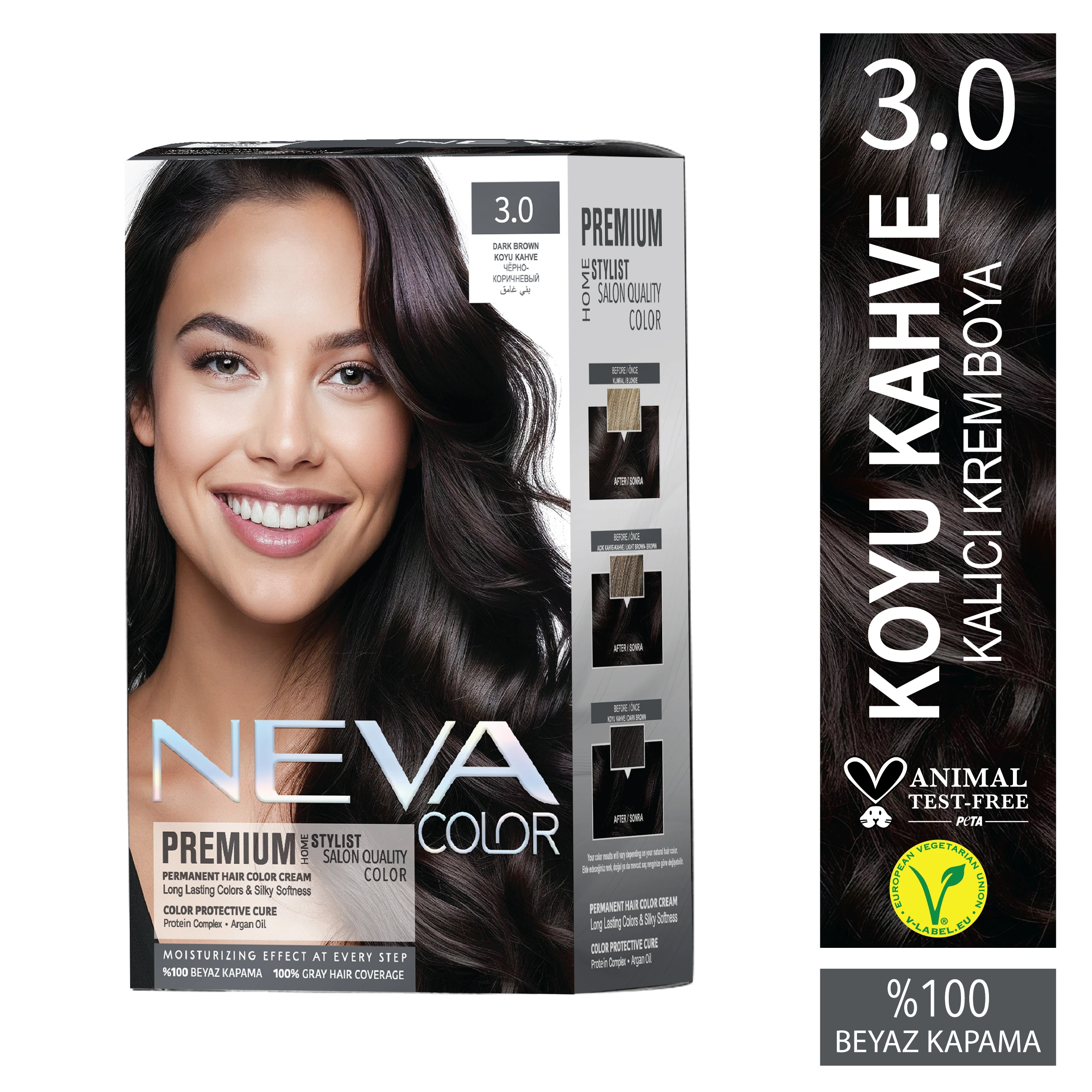 Nevacolor Premıum Kalıcı Krem Saç Boyası 3.0 Koyu Kahve