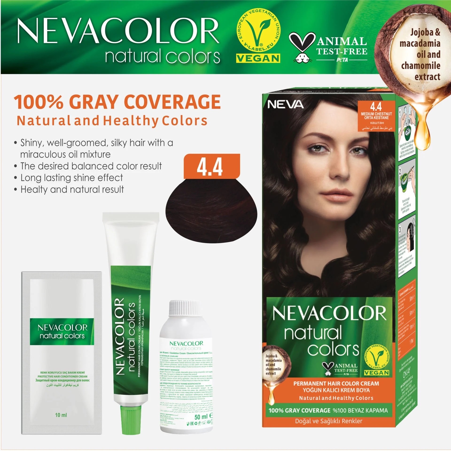 Natural Colors 2'Lİ SET 4.4 ORTA KESTANE Kalıcı Krem Saç Boyası Seti