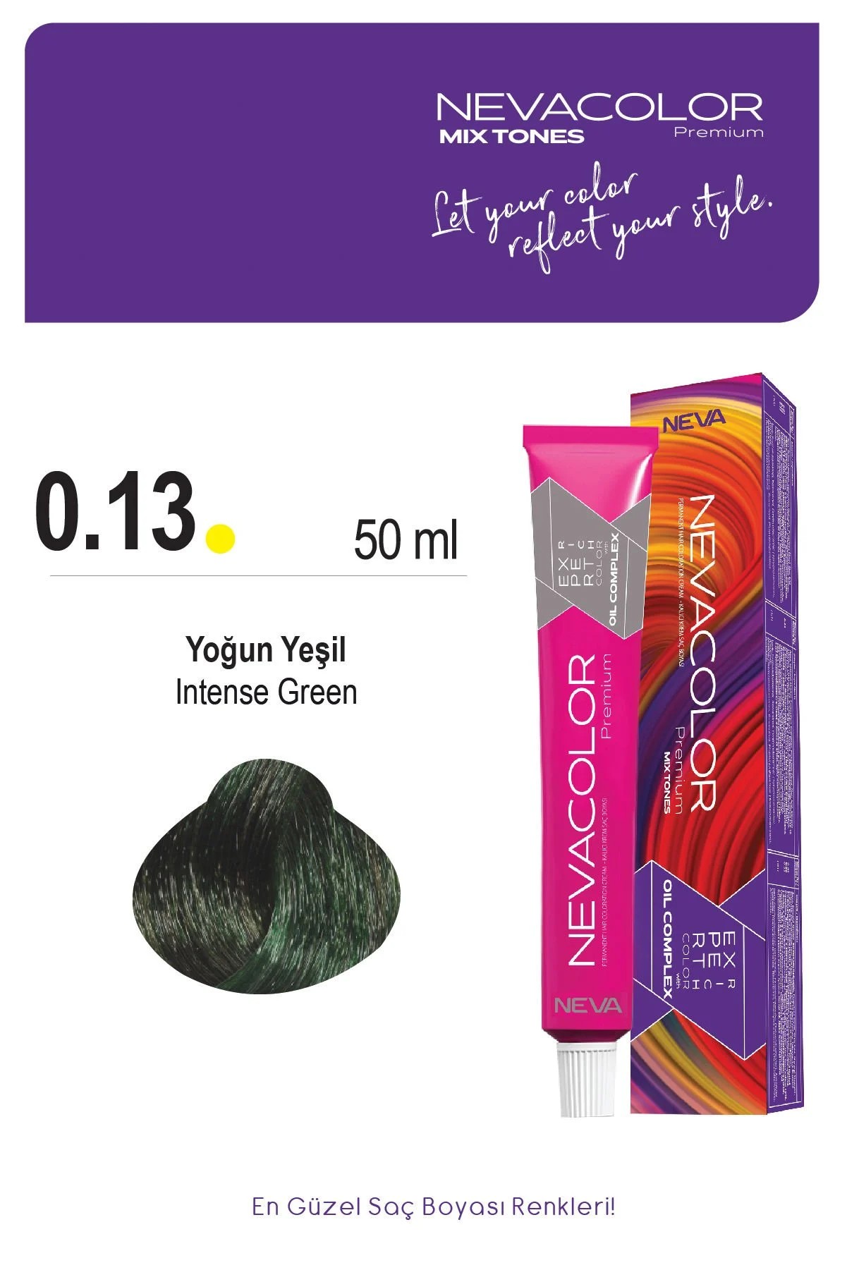 NEVACOLOR PREMIUM 0.13 YOĞUN YEŞİL - Kalıcı Krem Saç Boyası 50 g Tüp