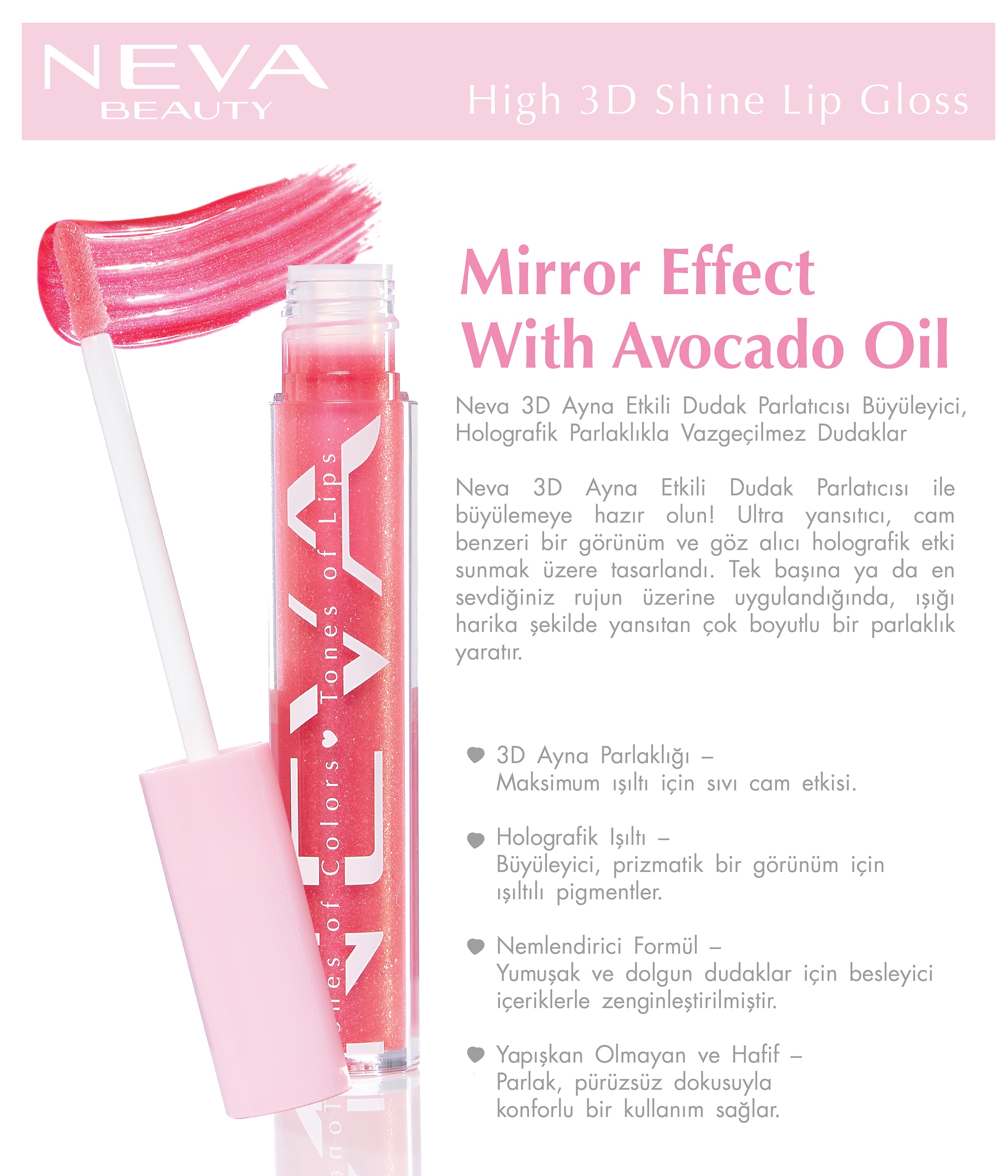 High 3D Shine Lip Gloss-Pink Pearl Holo