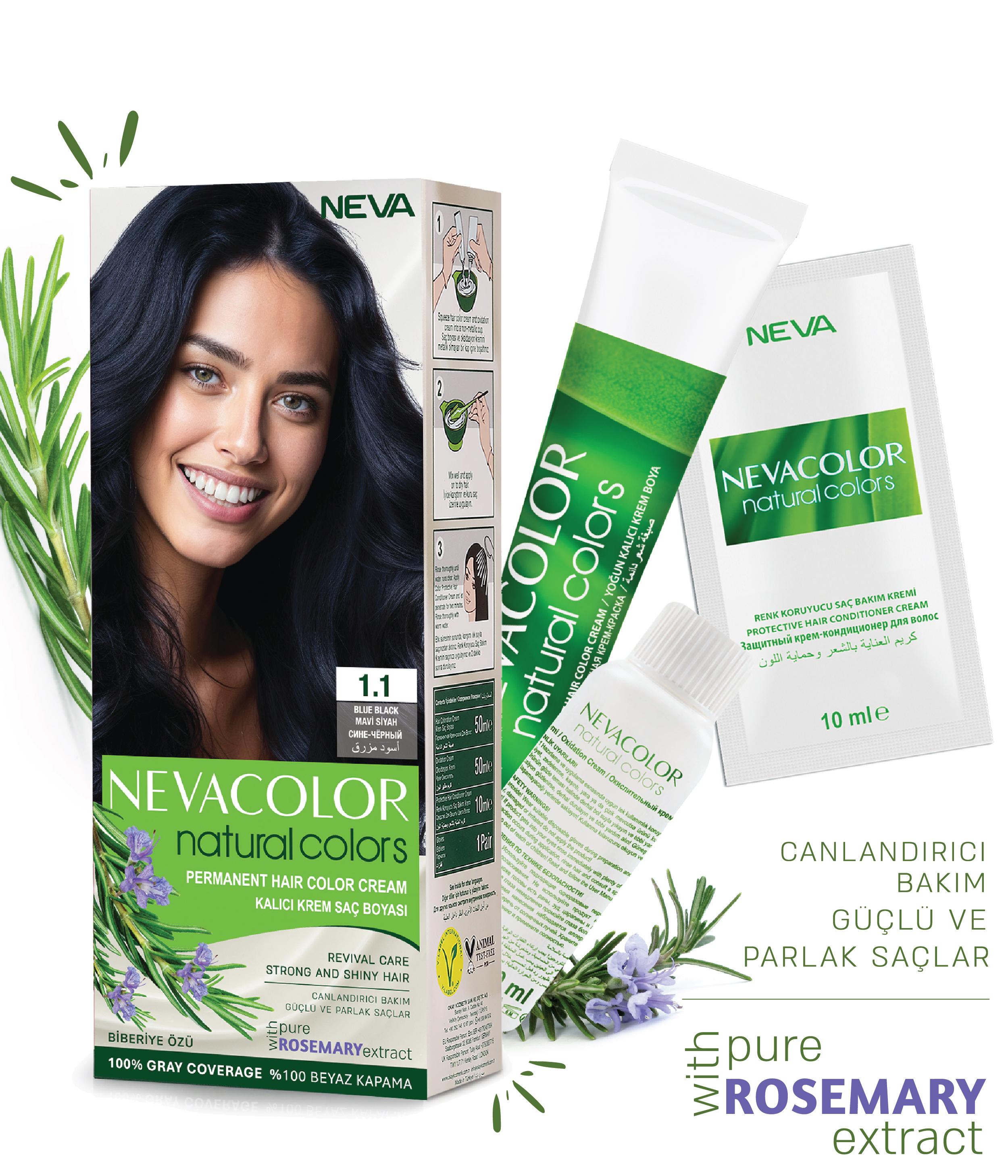 Natural Colors 2'Lİ SET 1.1 MAVİ SİYAH Kalıcı Krem Saç Boyası Seti