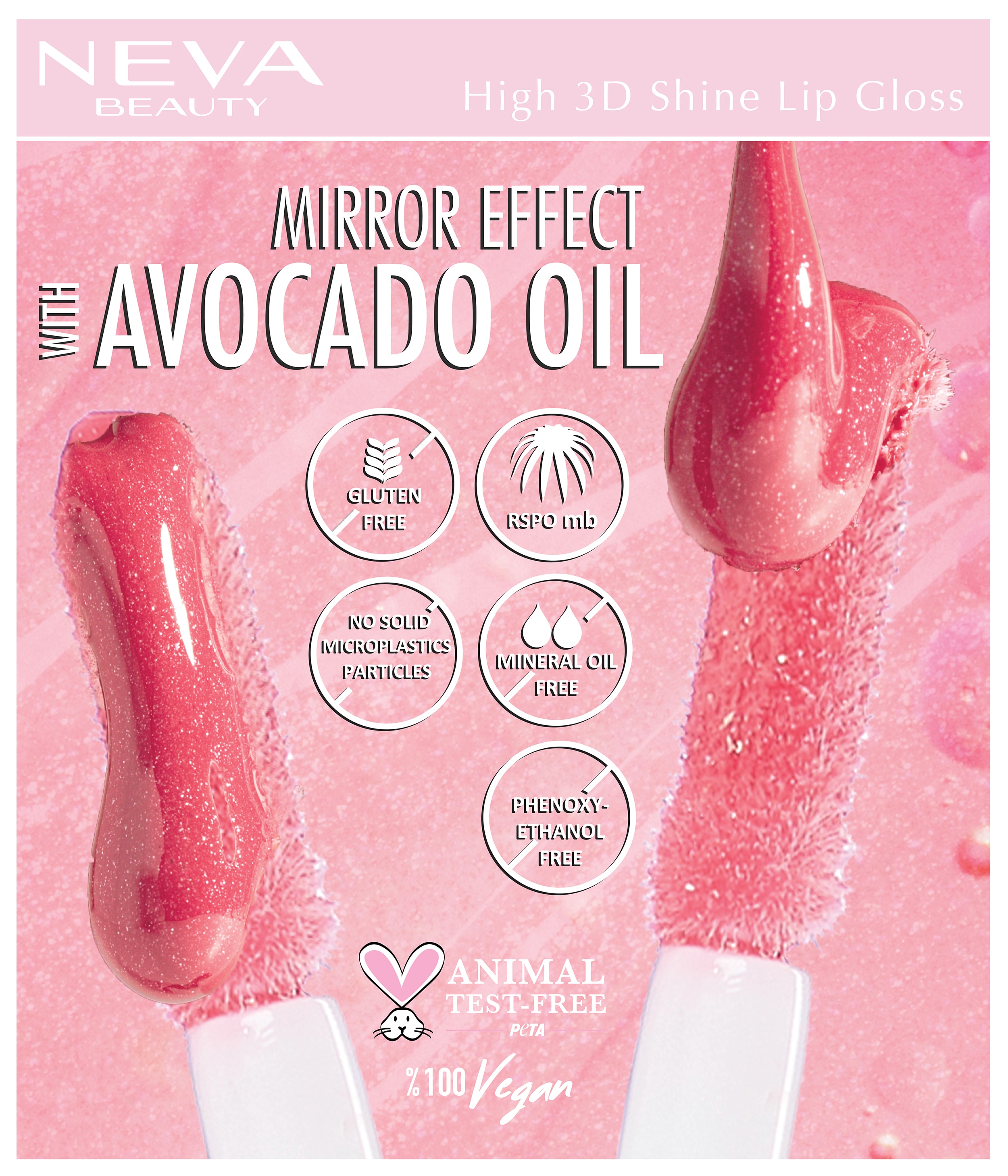High 3D Shine Lip Gloss-Pink Pearl Holo