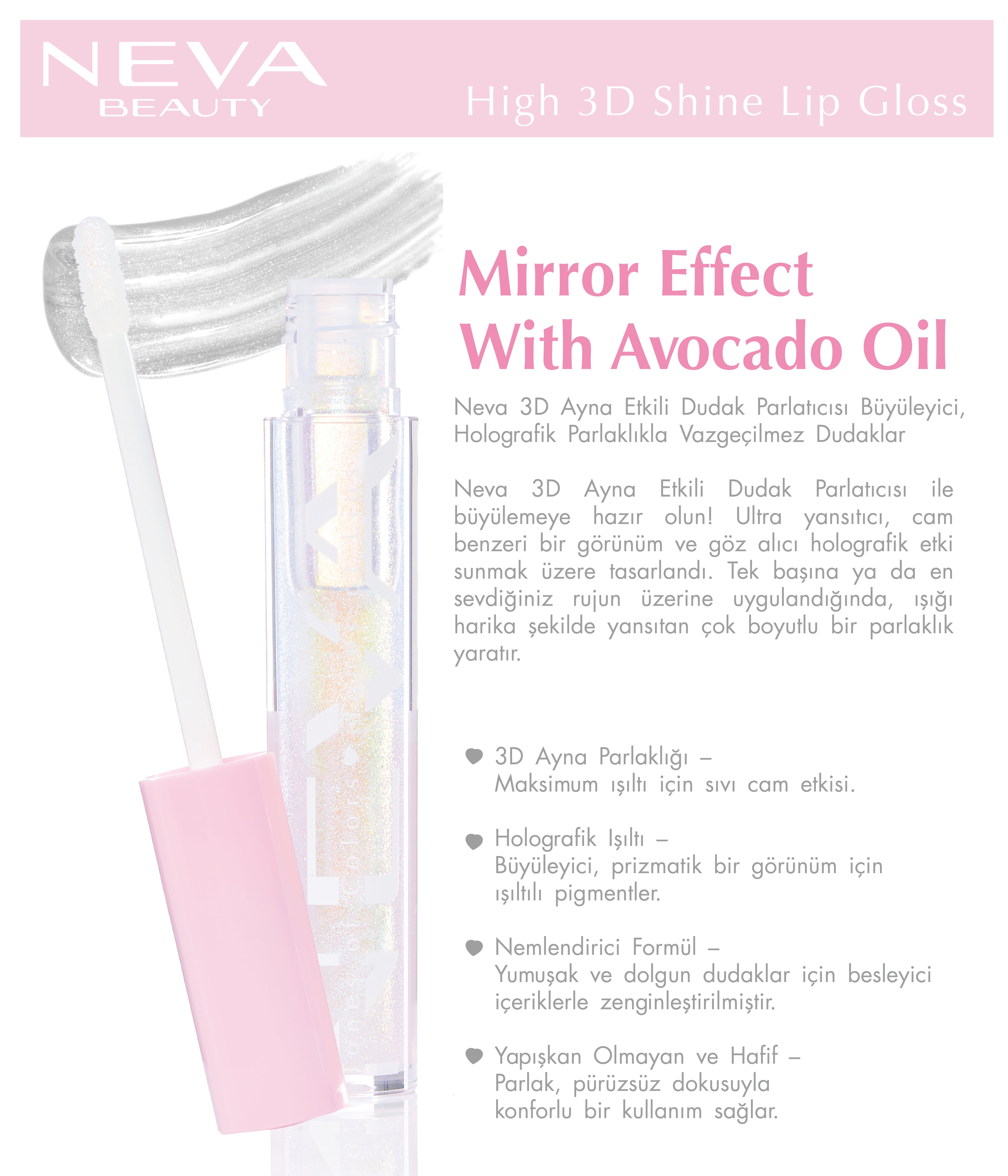 High 3D Shine Lip Gloss-Transparent Holo