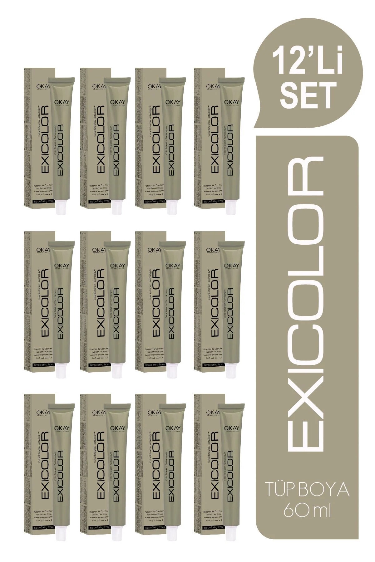 EXICOLOR 12'Lİ SET Tonlayıcı T.17 BİSKÜVİ SARISI Kalıcı Krem Saç Boyası (60ml x 12 adet)