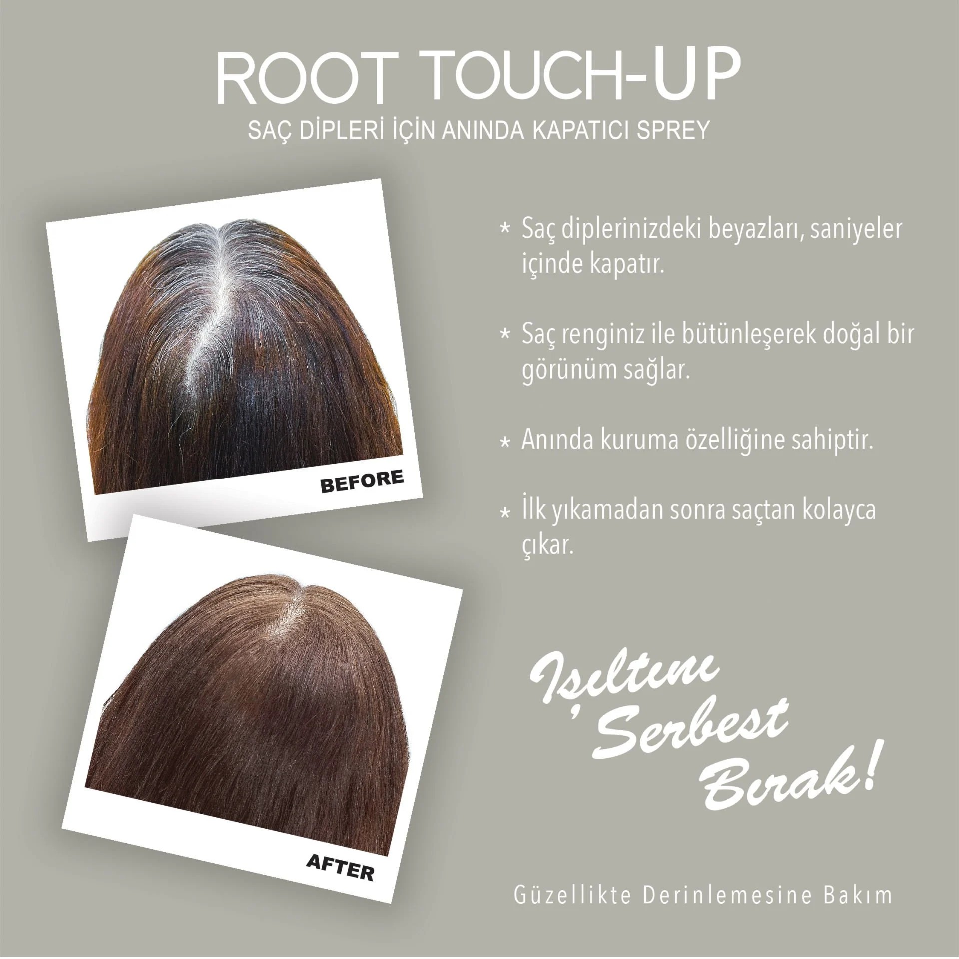 NEVA ROOT TOUCH-UP Saç Dipleri İçin Anında Kapatıcı Sprey- Kahverengi 75ml