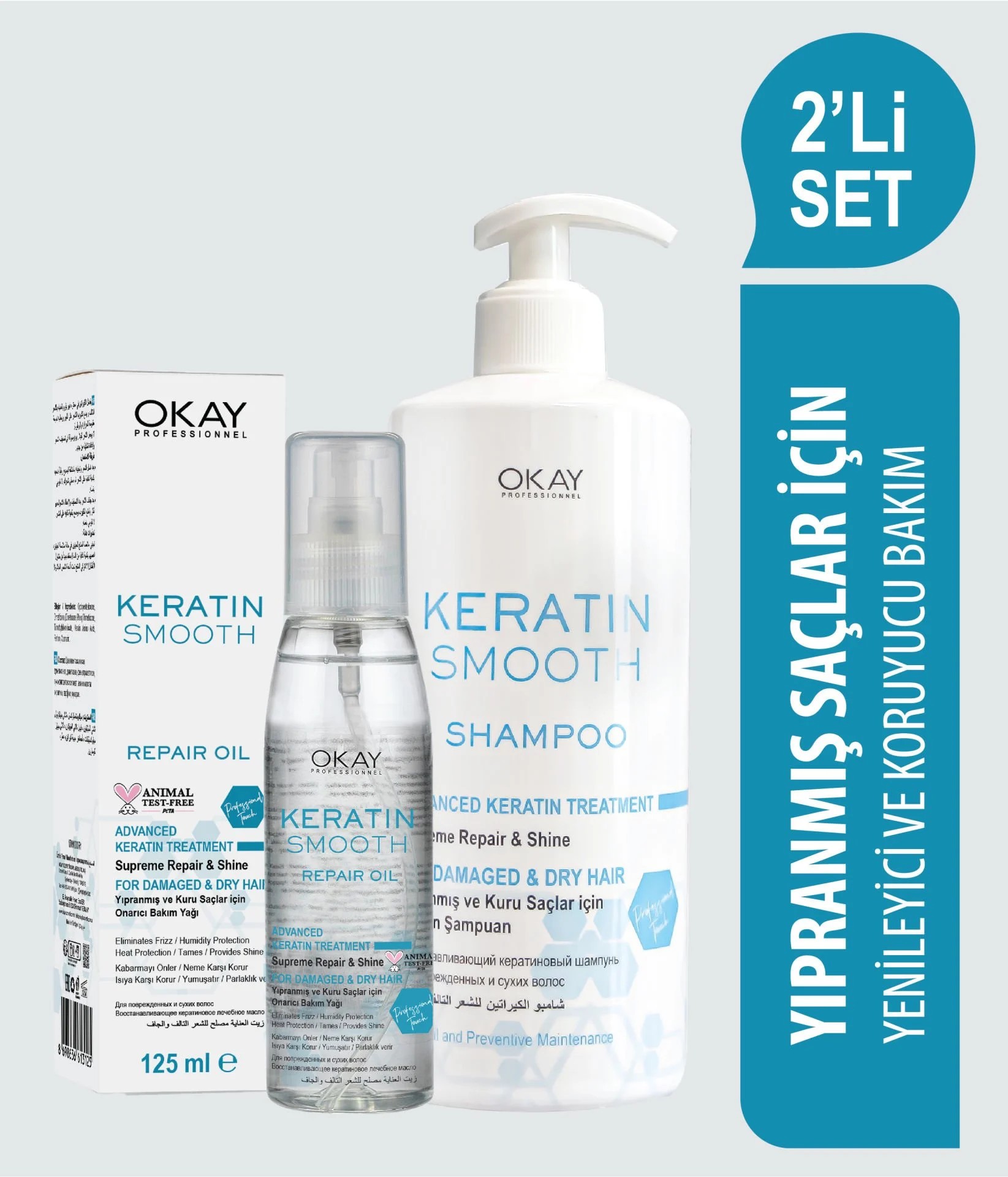 Keratin Smooth Şampuan 500 Ml + Bakım Yağı 125 Ml