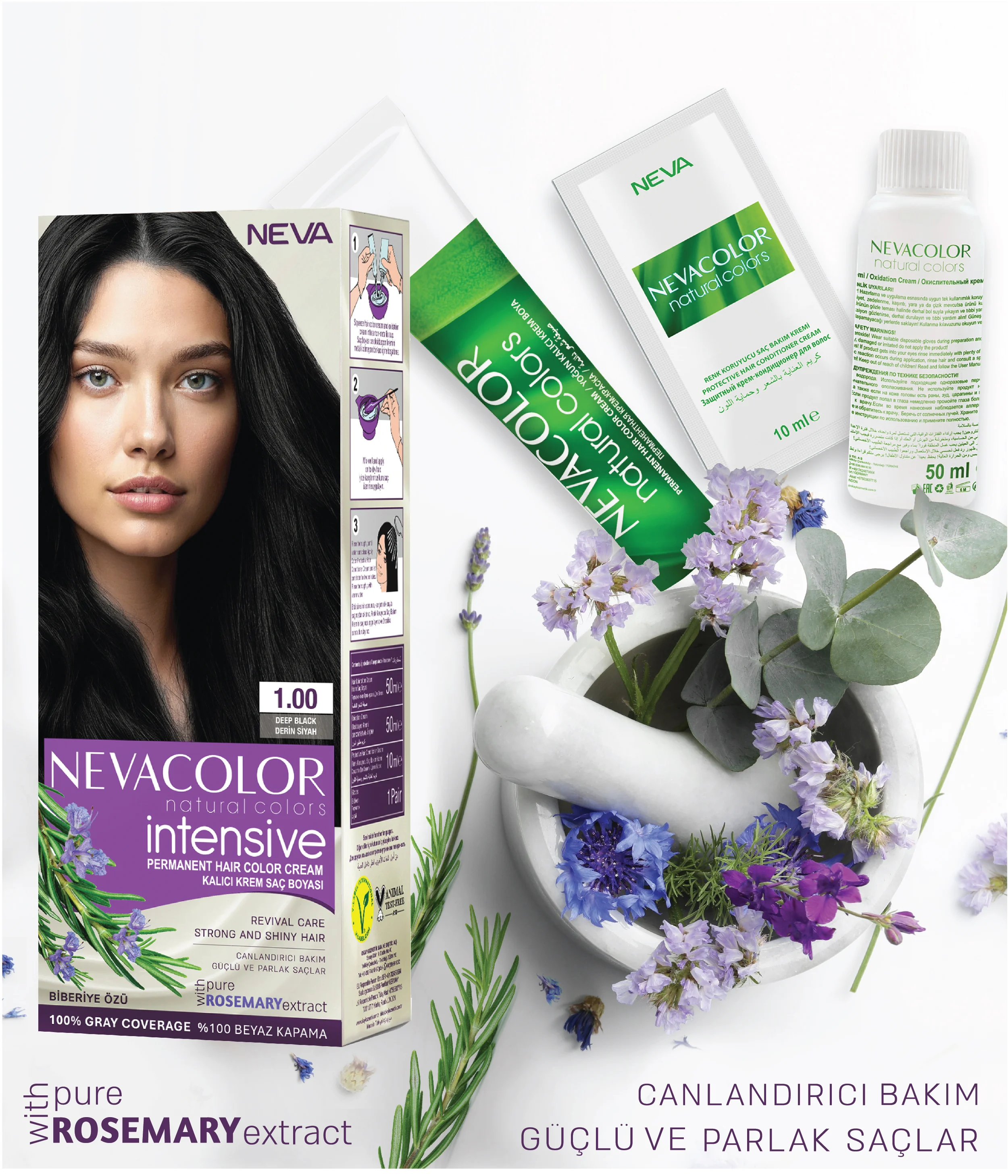 INTENSIVE 1.00 DERİN SİYAH Kalıcı Krem Saç Boyası Seti