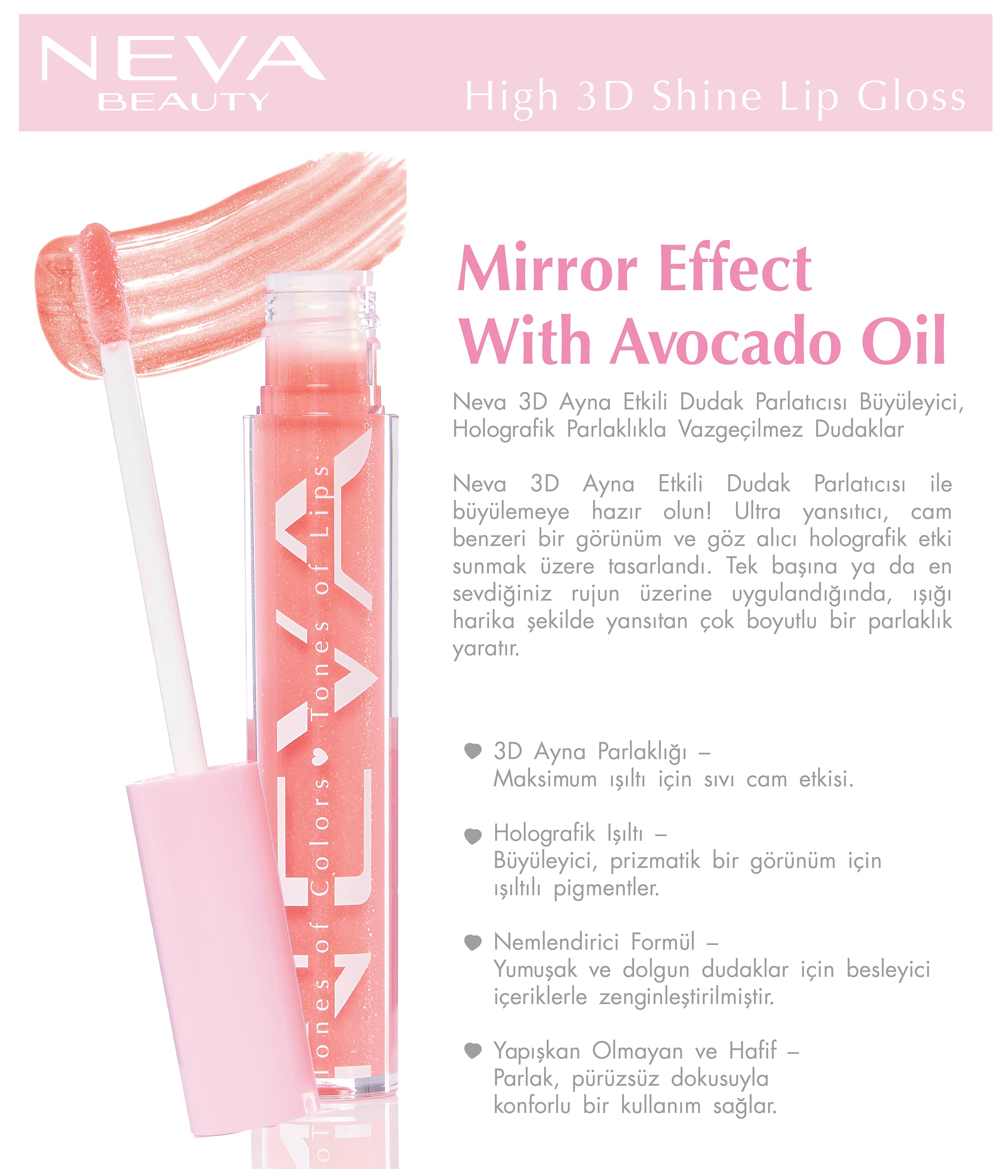 High 3D Shine Lip Gloss-Salmon Pink Holo