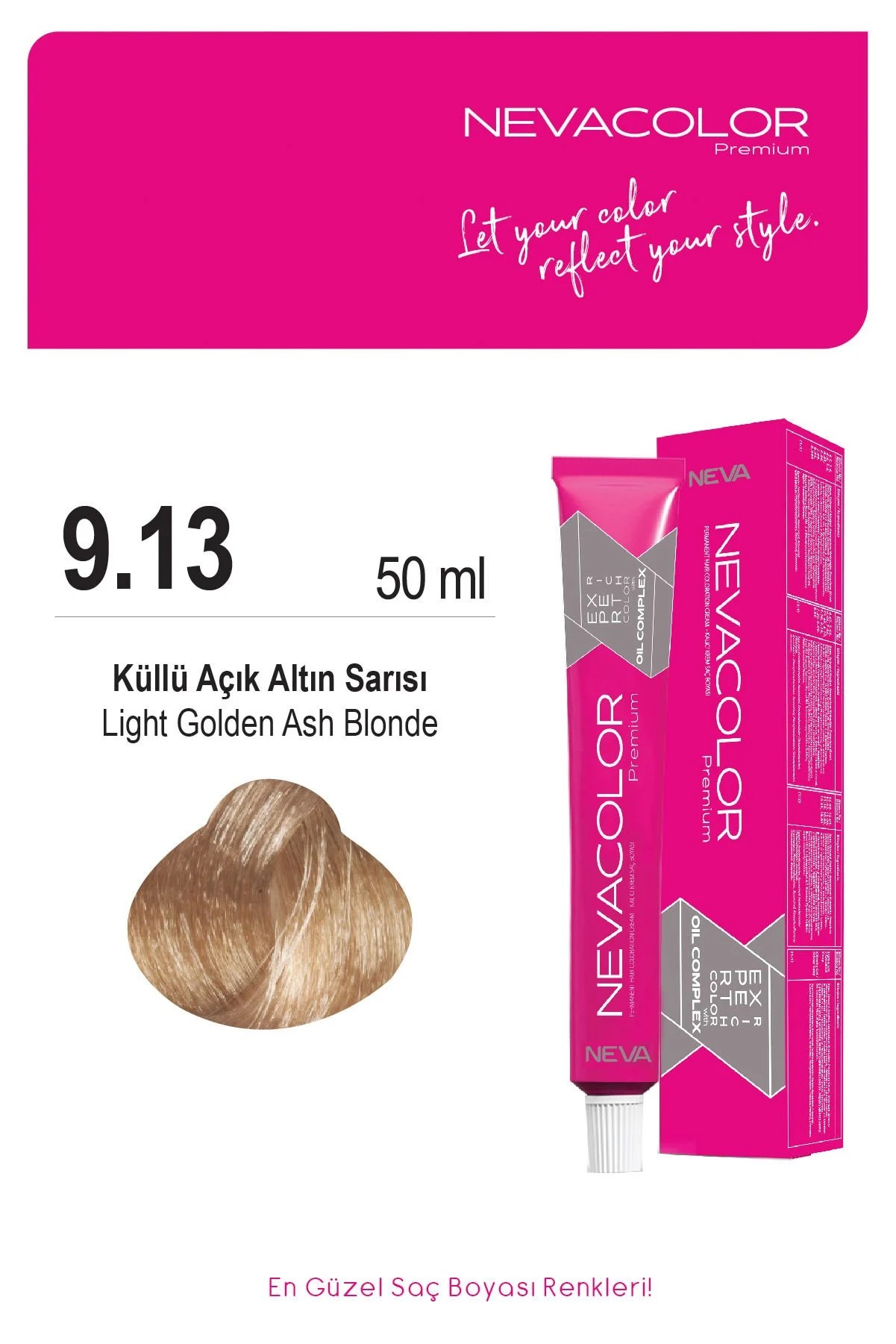 Nevacolor Premium 9.13 Küllü Açık Altın Sarısı - Kalıcı Krem Saç Boyası 50 g Tüp