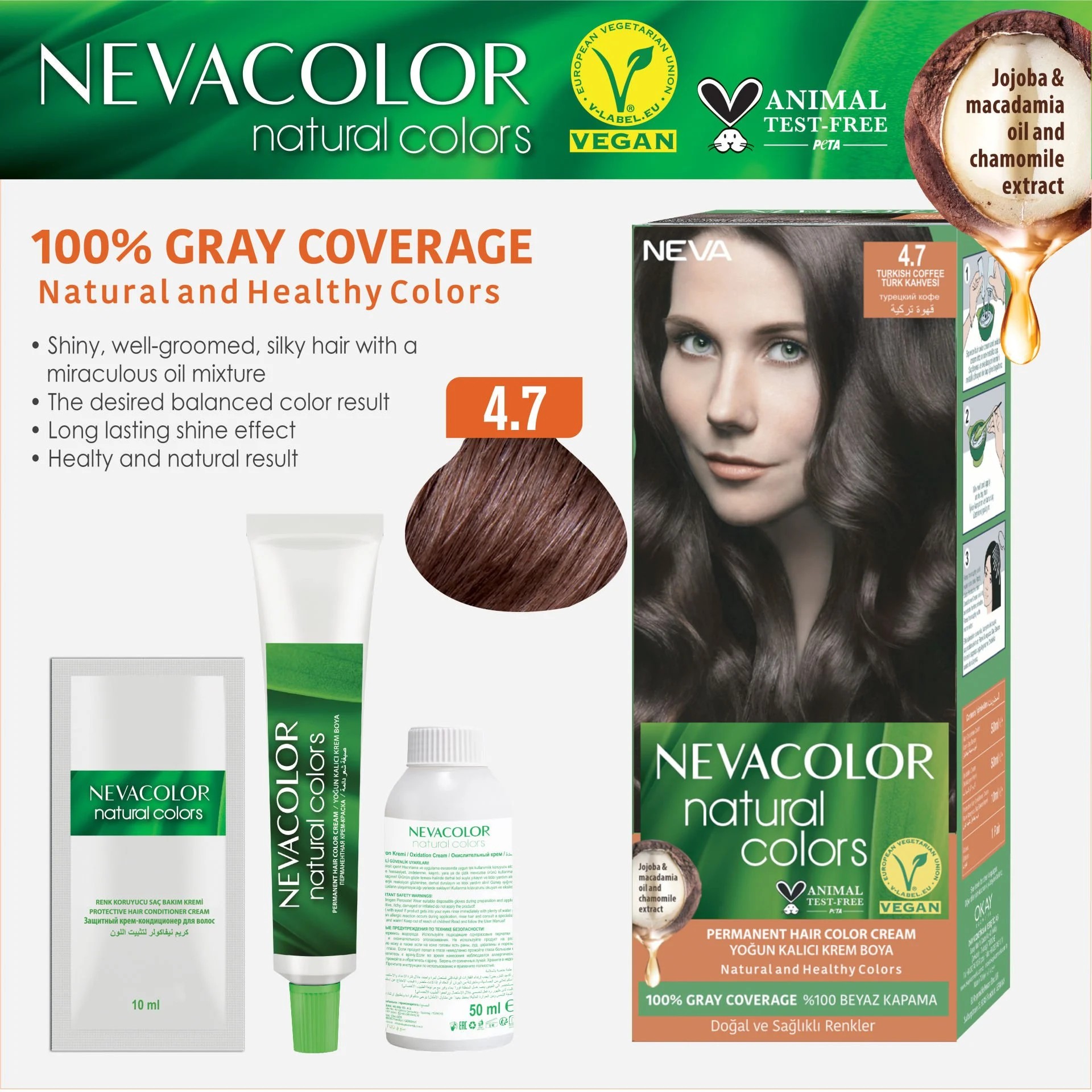 Natural Colors 2'Lİ SET 4.7 TÜRK KAHVESİ Kalıcı Krem Saç Boyası Seti