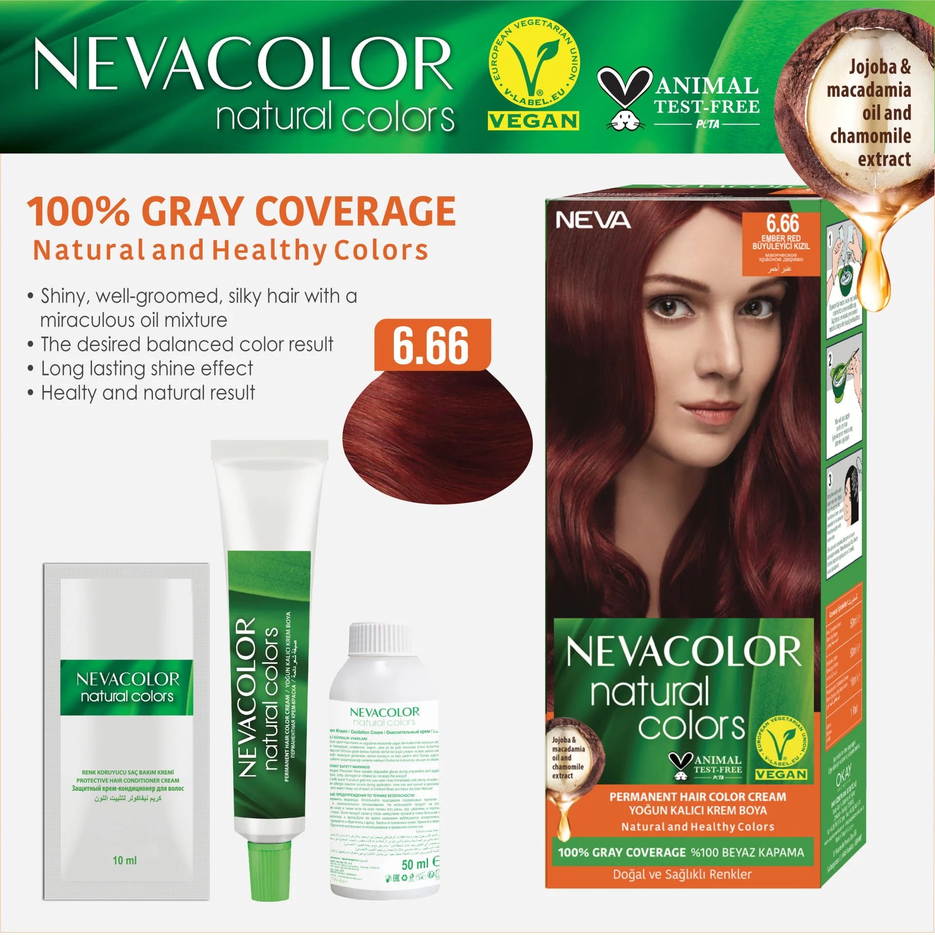 Natural Colors 2'Lİ SET 6.66 BÜYÜLEYİCİ KIZIL Kalıcı Krem Saç Boyası Seti
