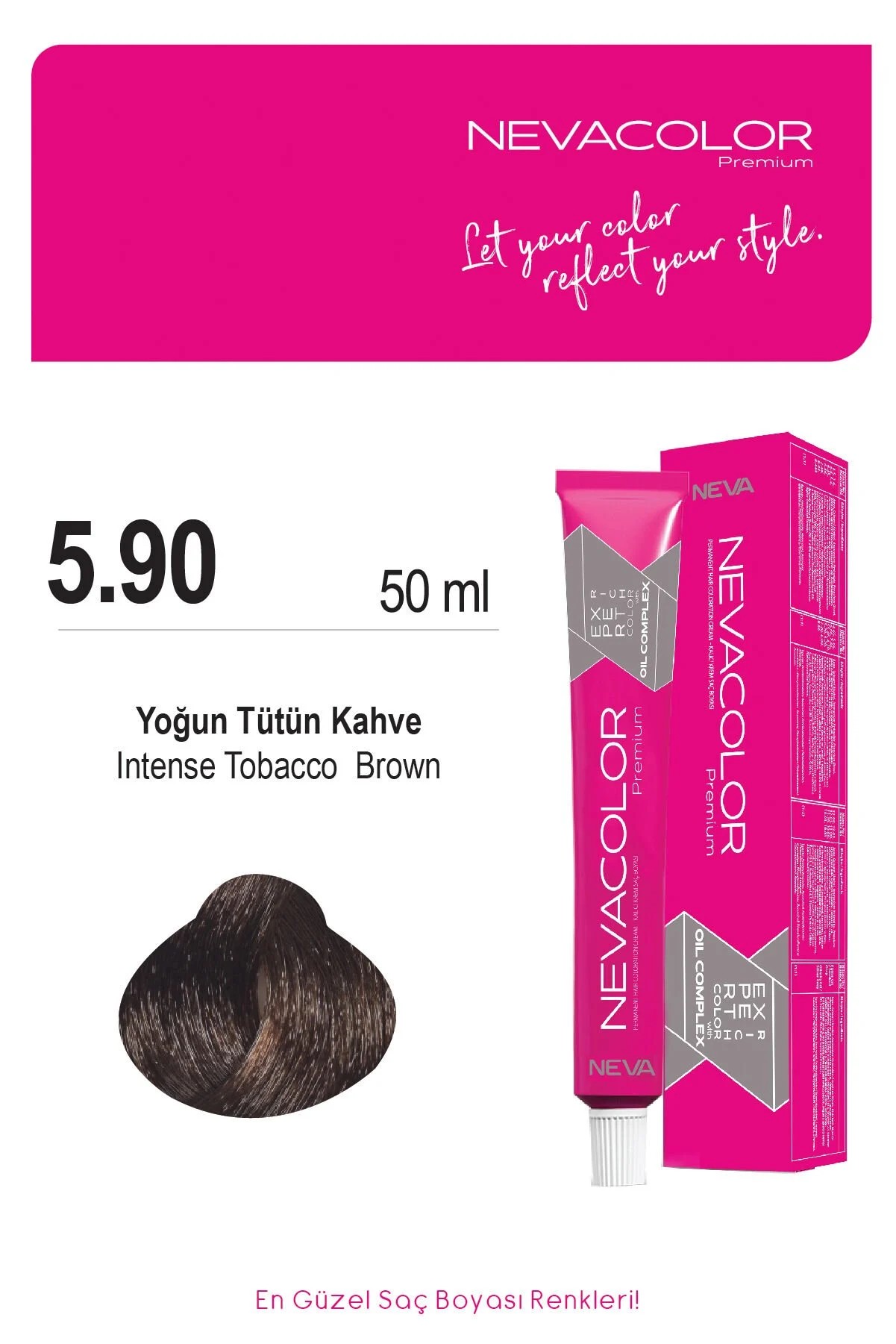 Nevacolor Premium 5.90 Yoğun Tütün Kahve - Kalıcı Krem Saç Boyası 50 g Tüp