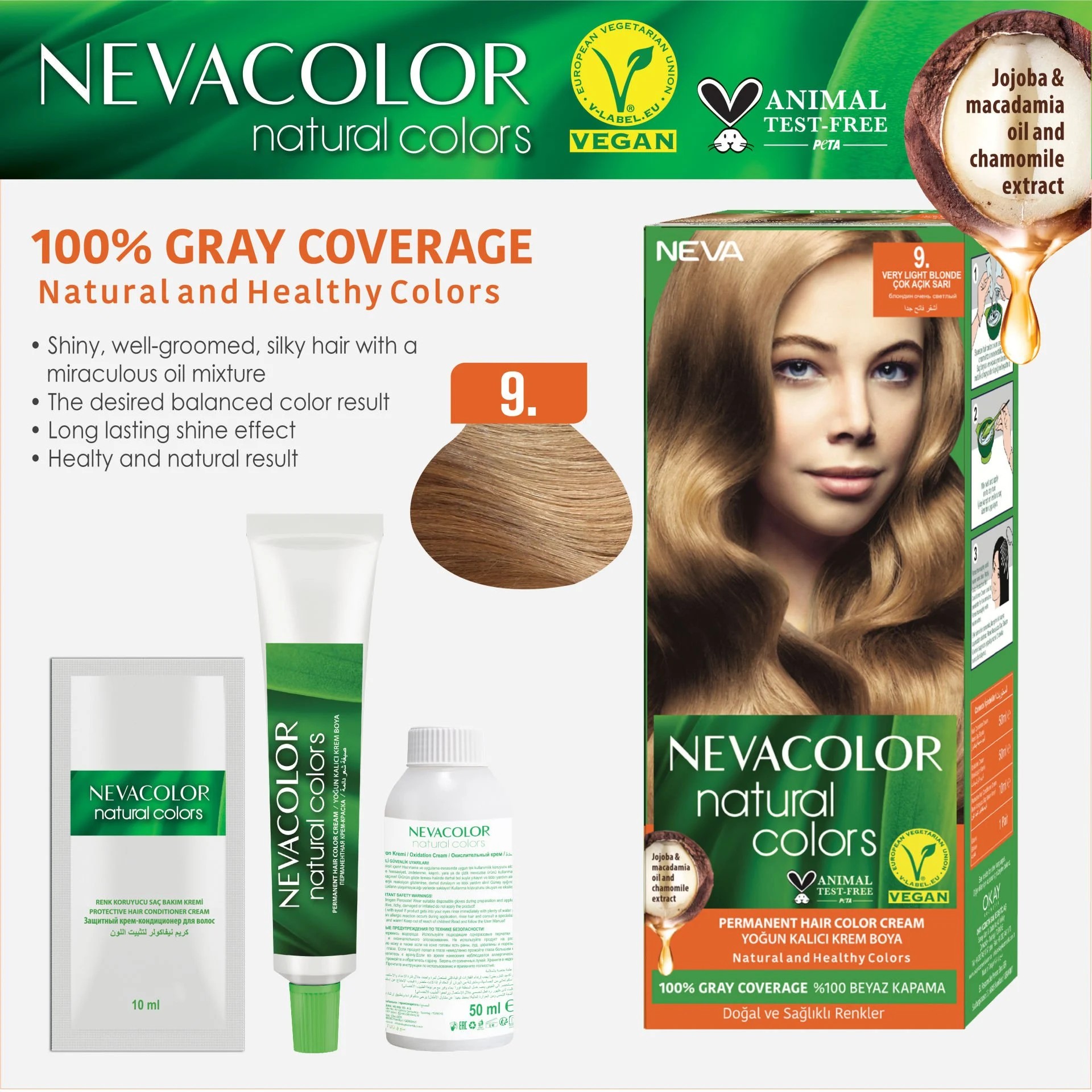 Natural Colors 2'Lİ SET 9. ÇOK AÇIK SARI Kalıcı Krem Saç Boyası Seti