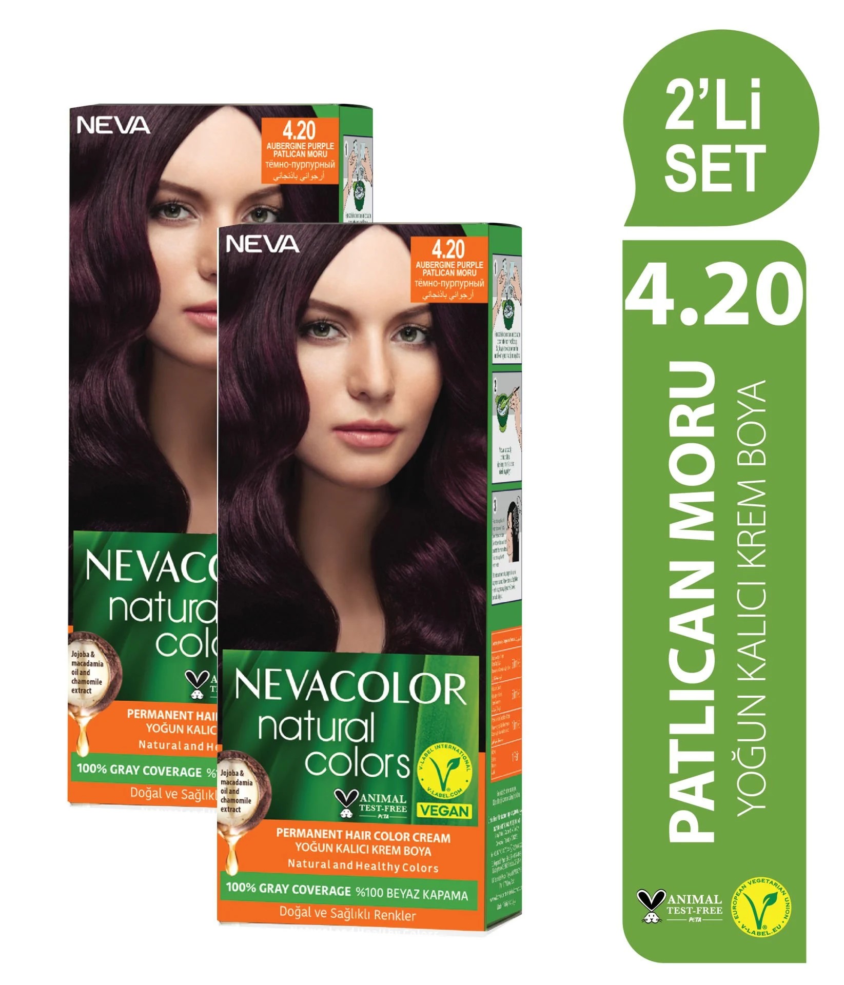 Natural Colors 2'Lİ SET 4.20 PATLICAN MORU Kalıcı Krem Saç Boyası Seti
