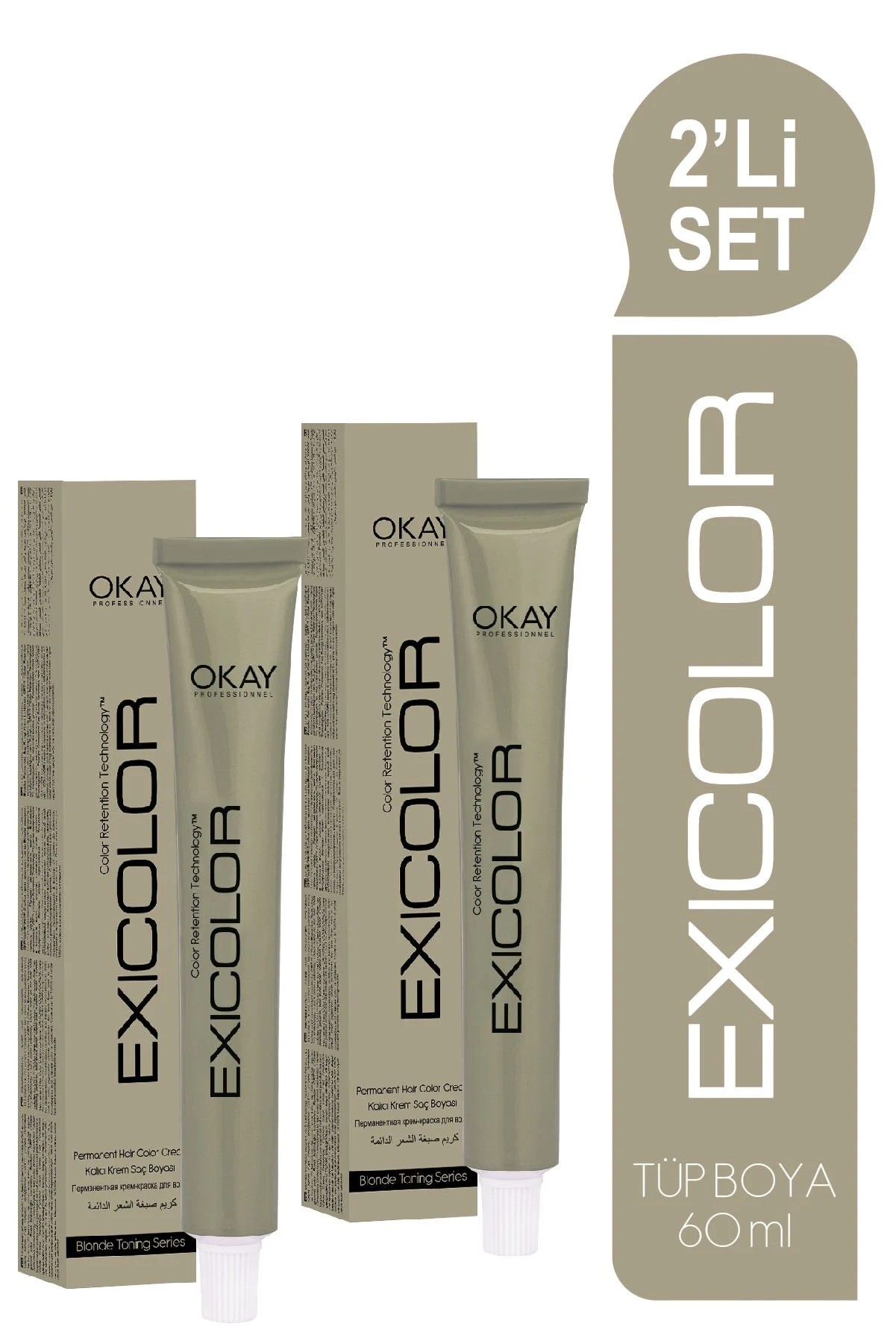 EXICOLOR 2'Lİ SET Tonlayıcı T.17 BİSKÜVİ SARISI Kalıcı Krem Saç Boyası (60ml x 2 adet)