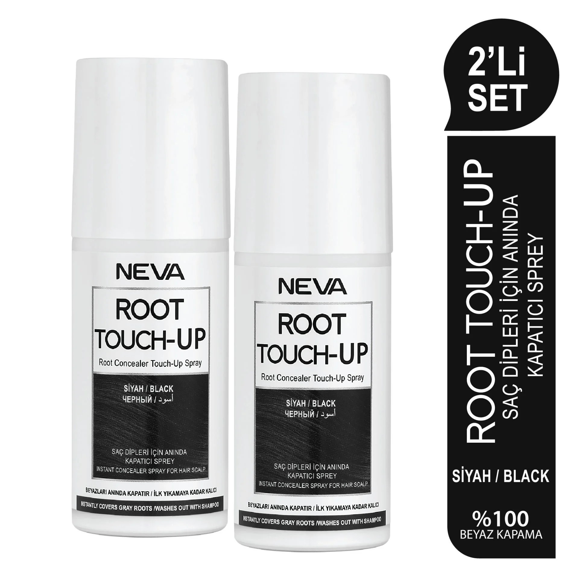 NEVA ROOT TOUCH-UP 2'Lİ SET SİYAH Saç Dipleri İçin Anında Kapatıcı Sprey 75ml