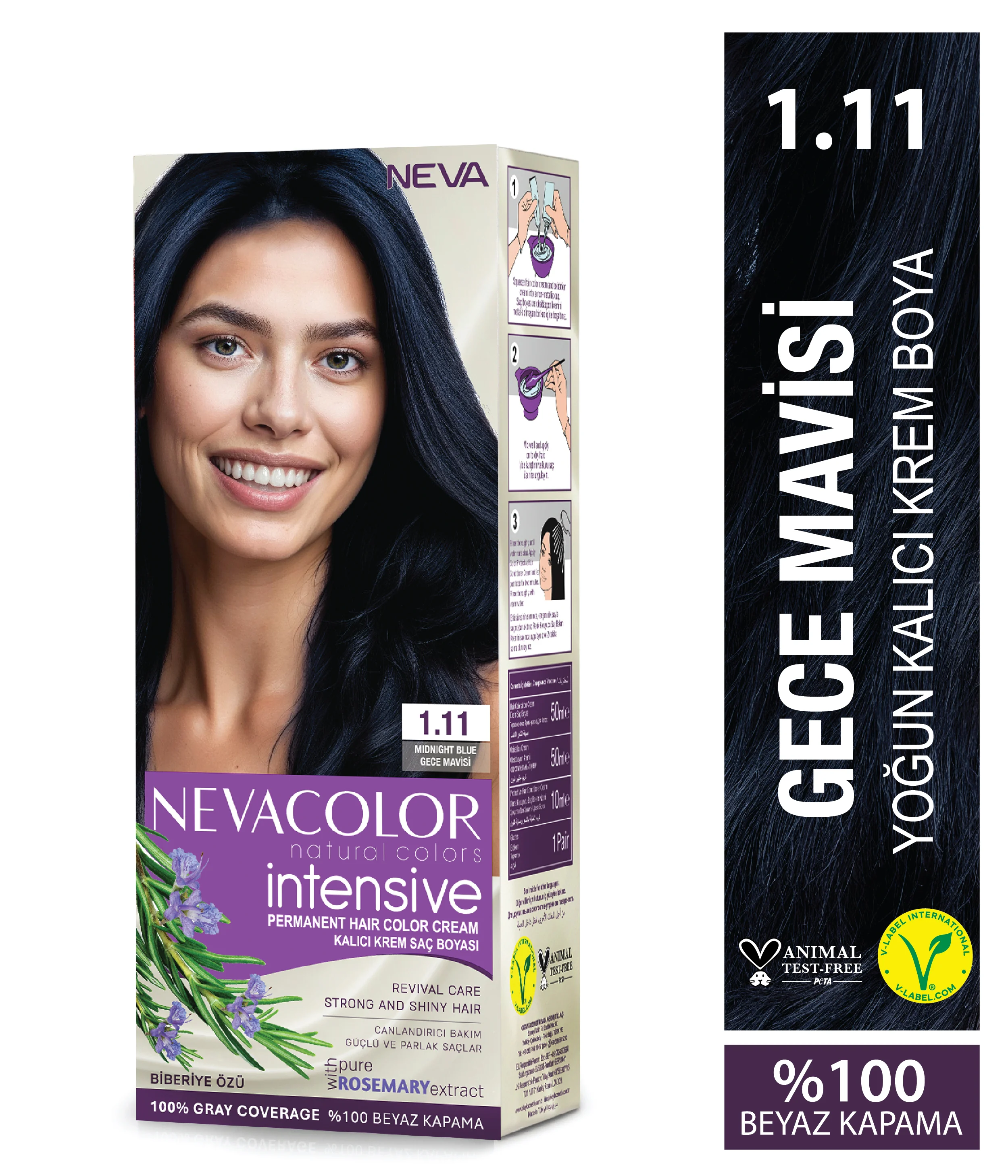 INTENSIVE 1.11 GECE MAVİSİ Kalıcı Krem Saç Boyası Seti