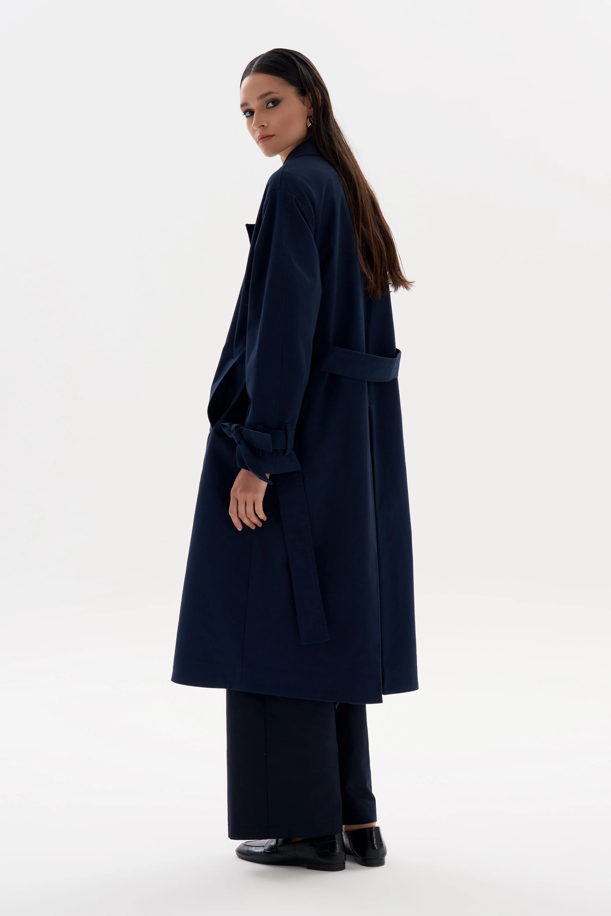 YAKA DETAYLI MAXI TRENÇKOT