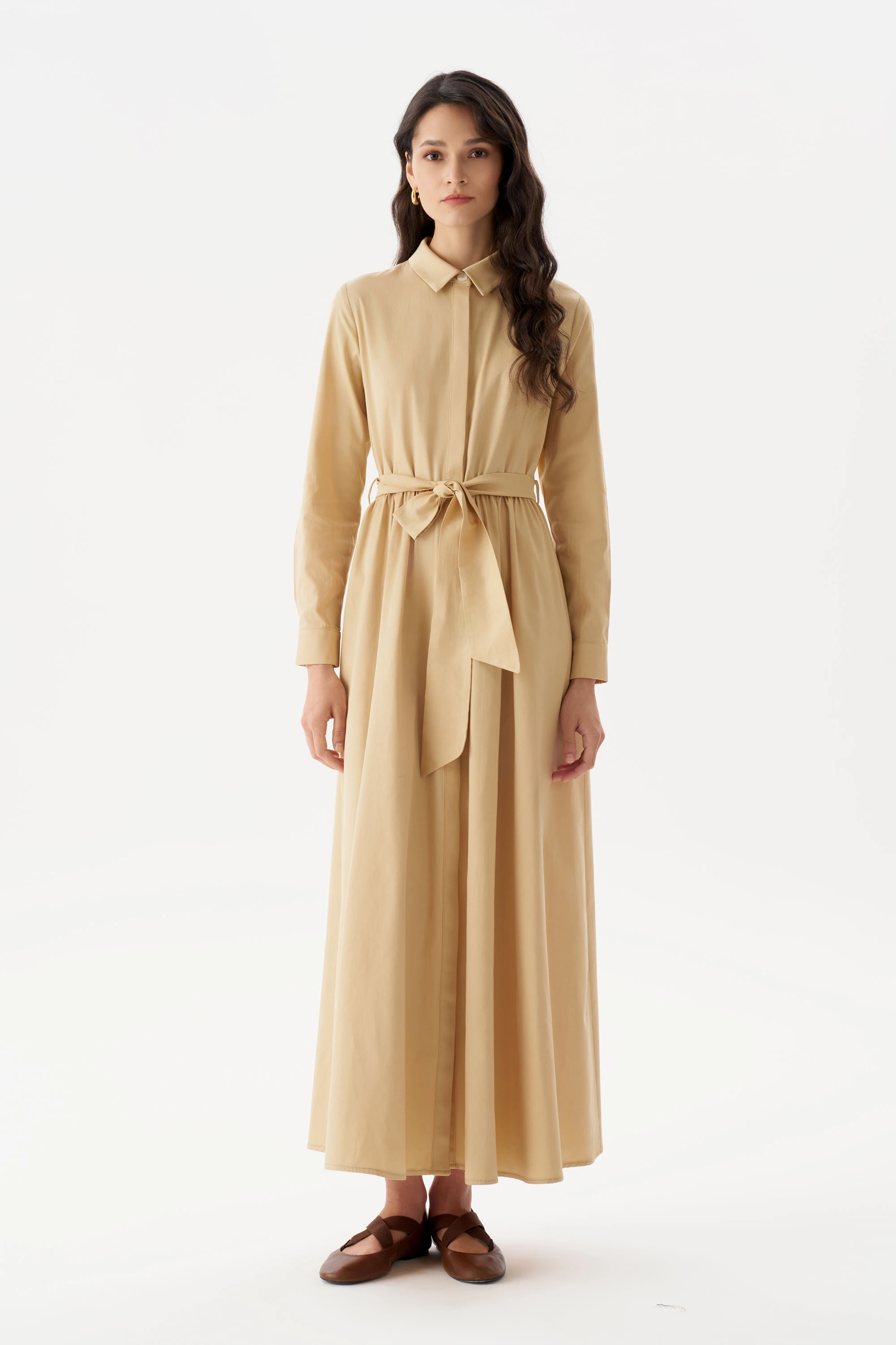 Büzgülü Poplin Elbise