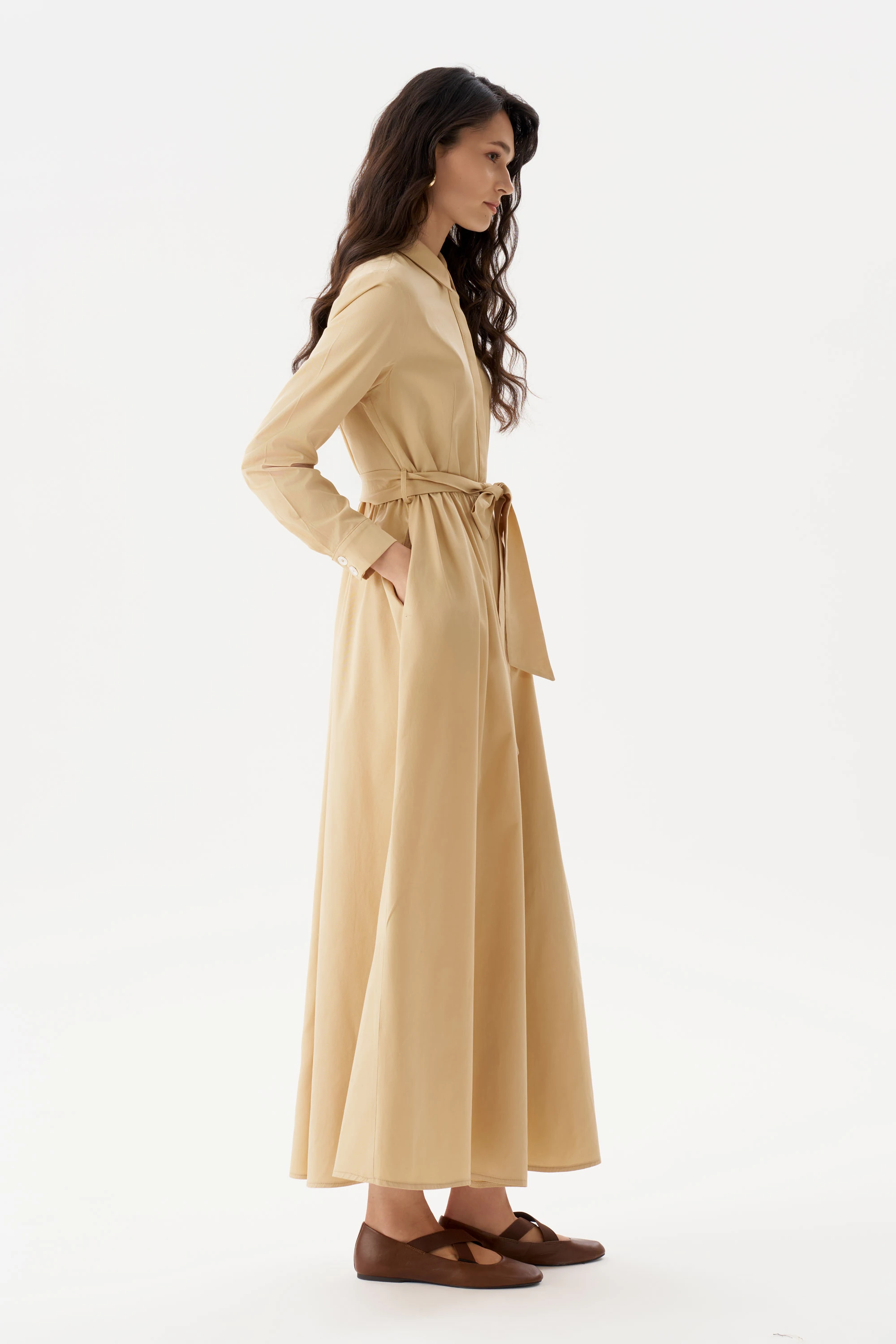 Büzgülü Poplin Elbise