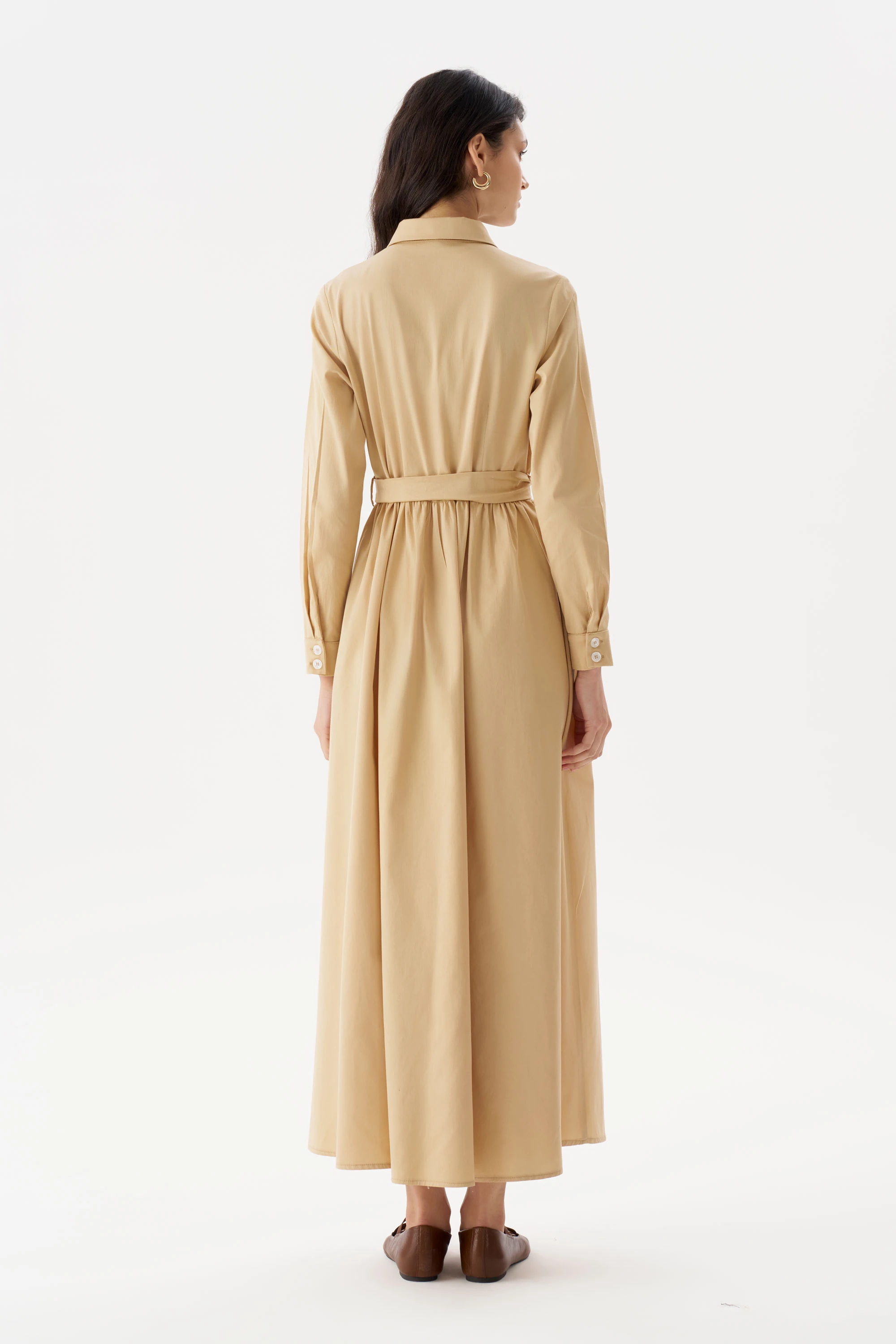 Büzgülü Poplin Elbise