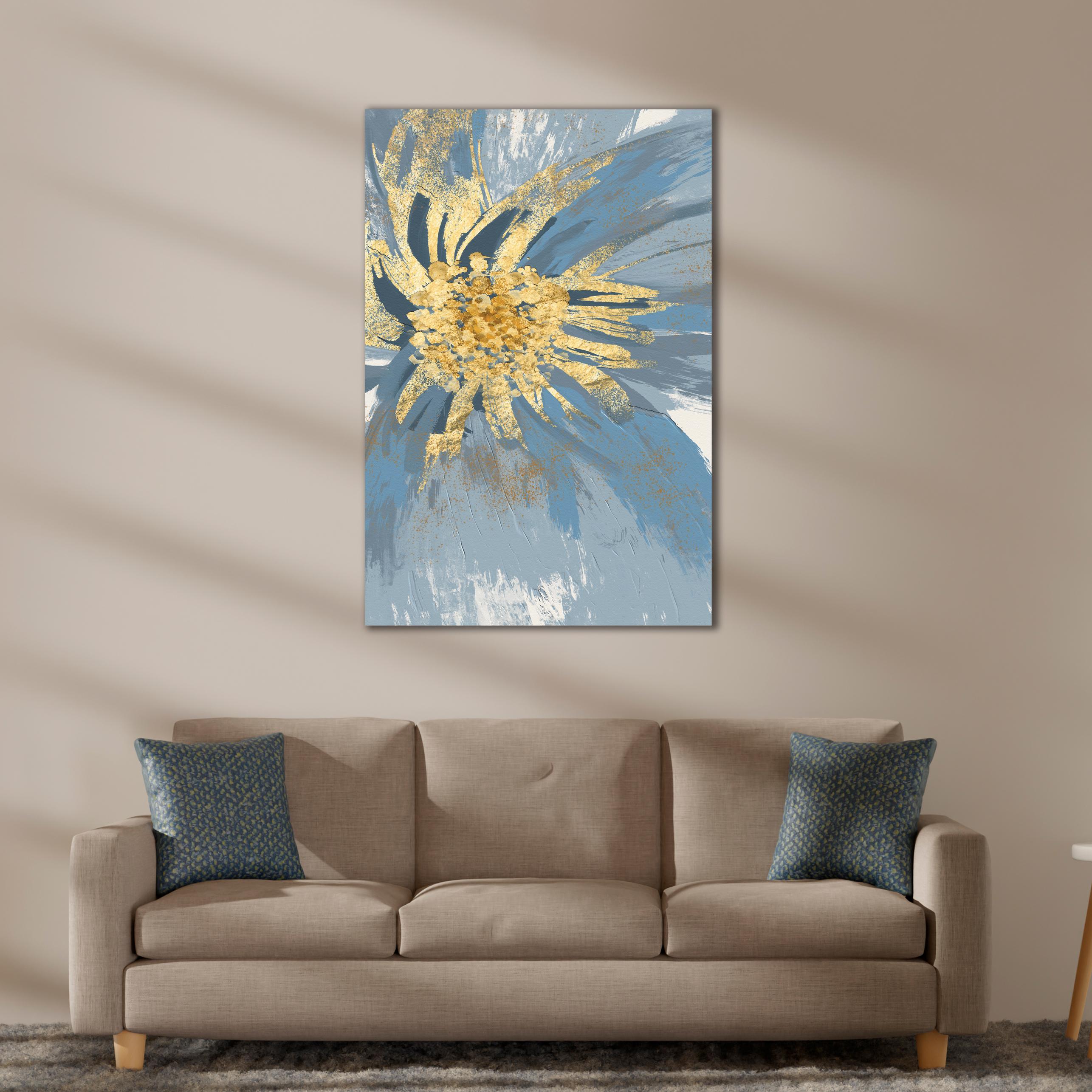 Golden Blue Flowers-Altın Mavi Çiçekler