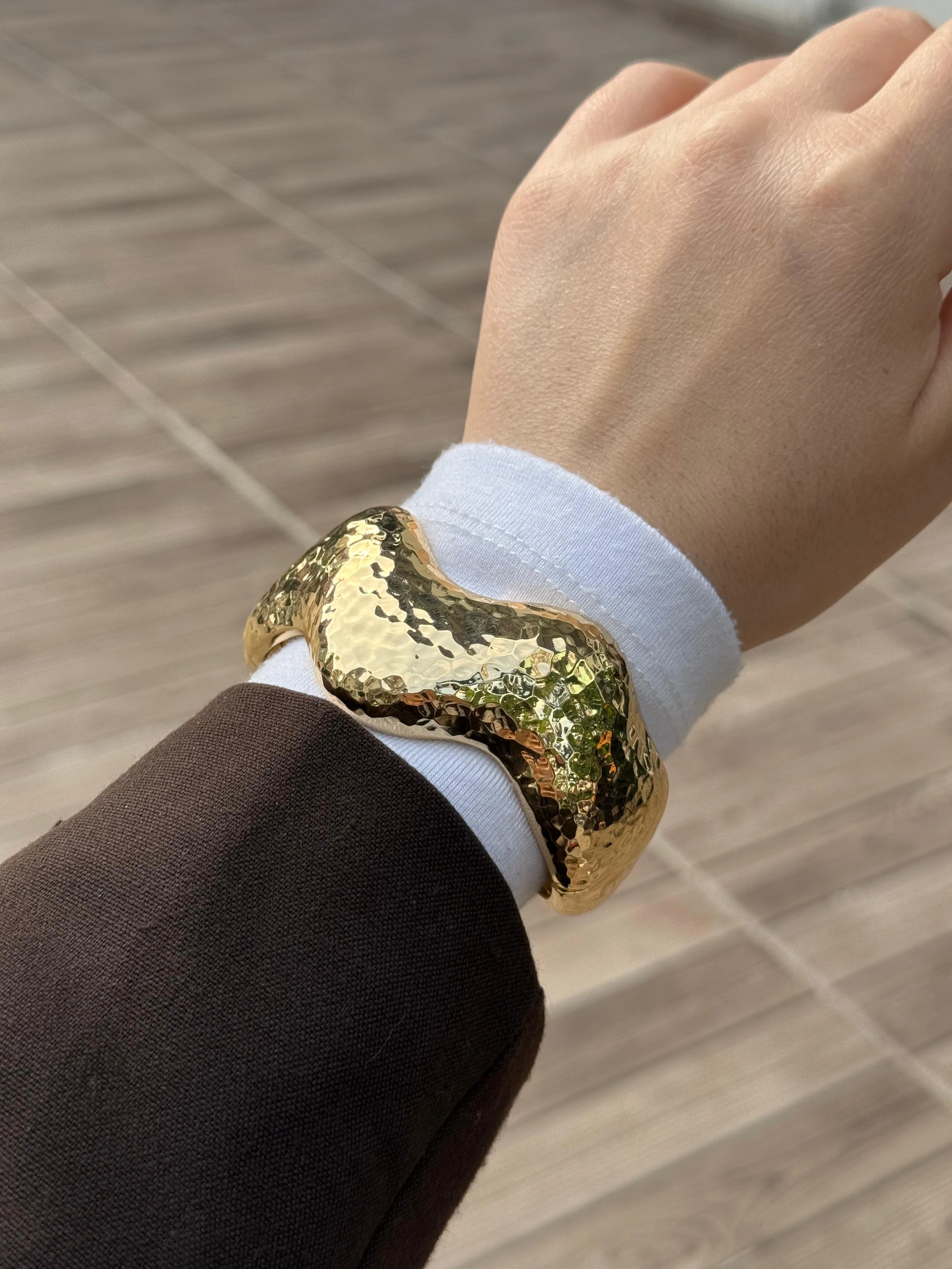 Gold Kalın Kelepçe Bileklik 