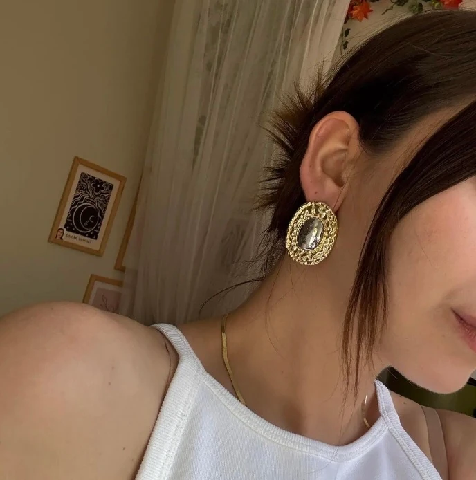 Çift Renk Oval Küpe