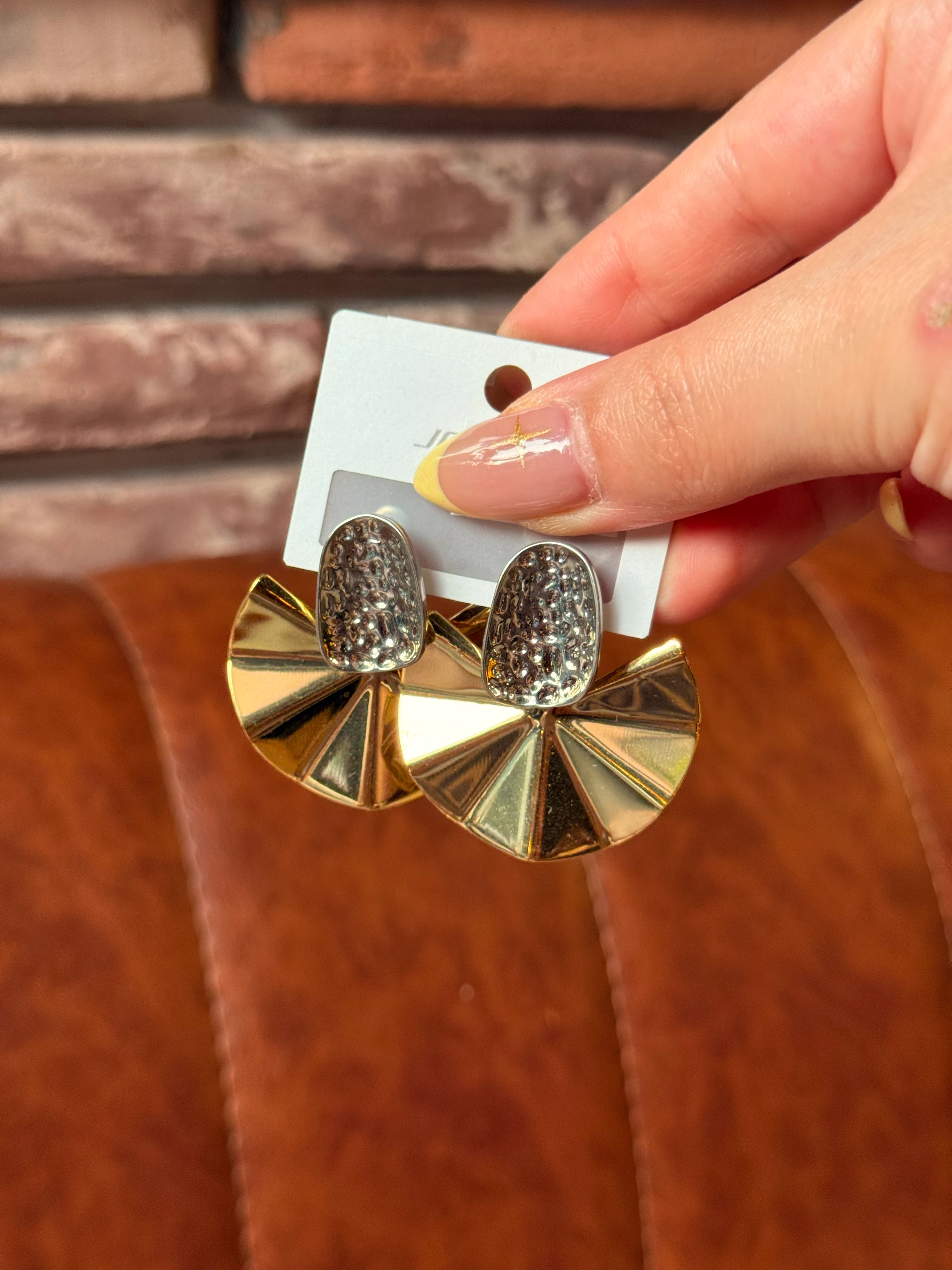 Çift Renk Geometrik Model Küpe