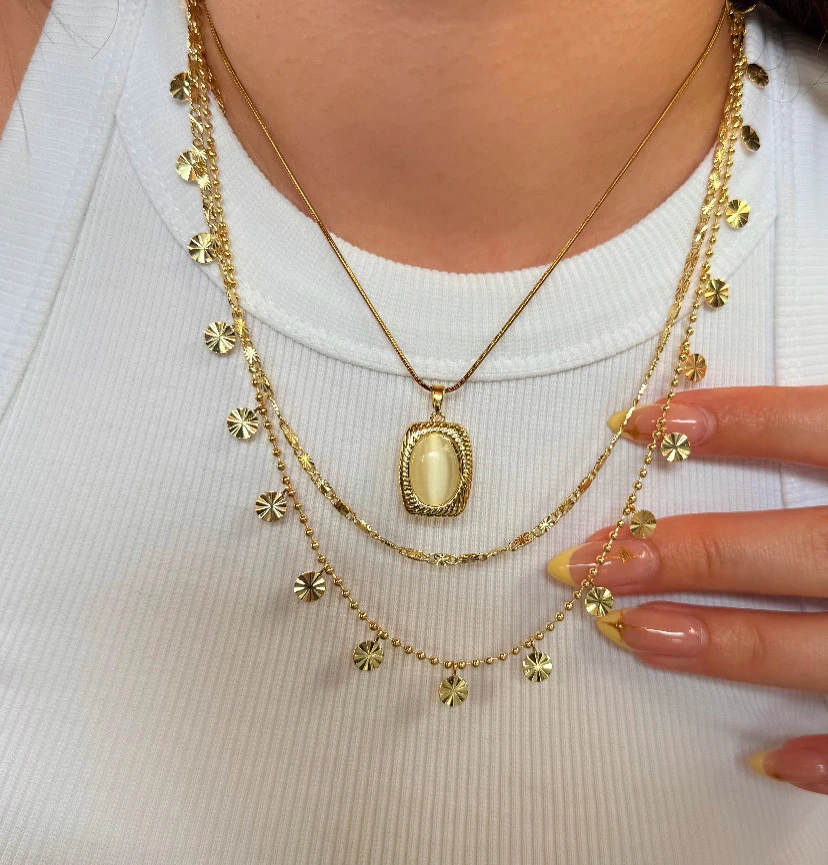 1.Sıra Beyaz Taşlı Çelik Kolye