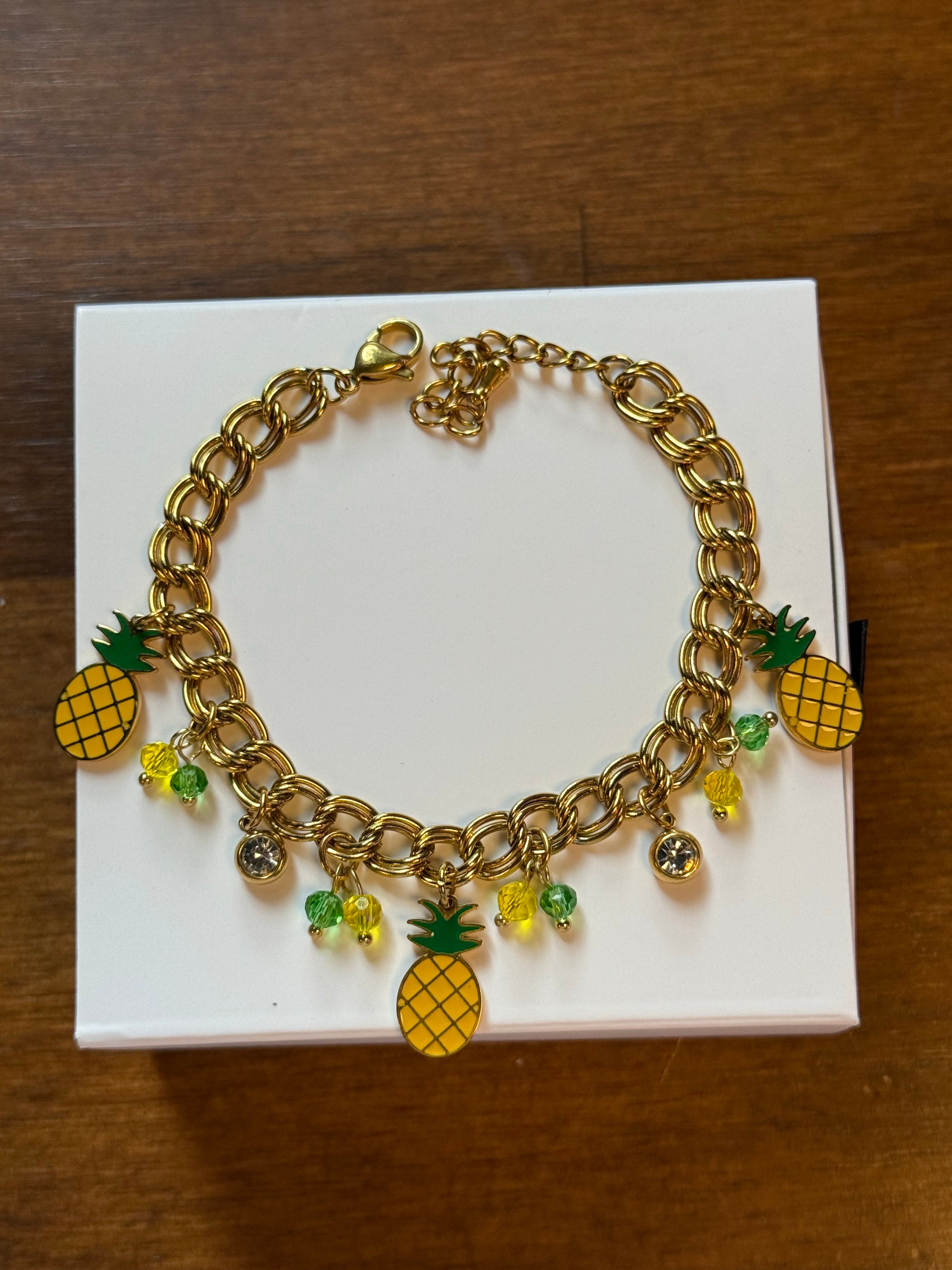 Çelik Ananas Charmlı Bileklik 