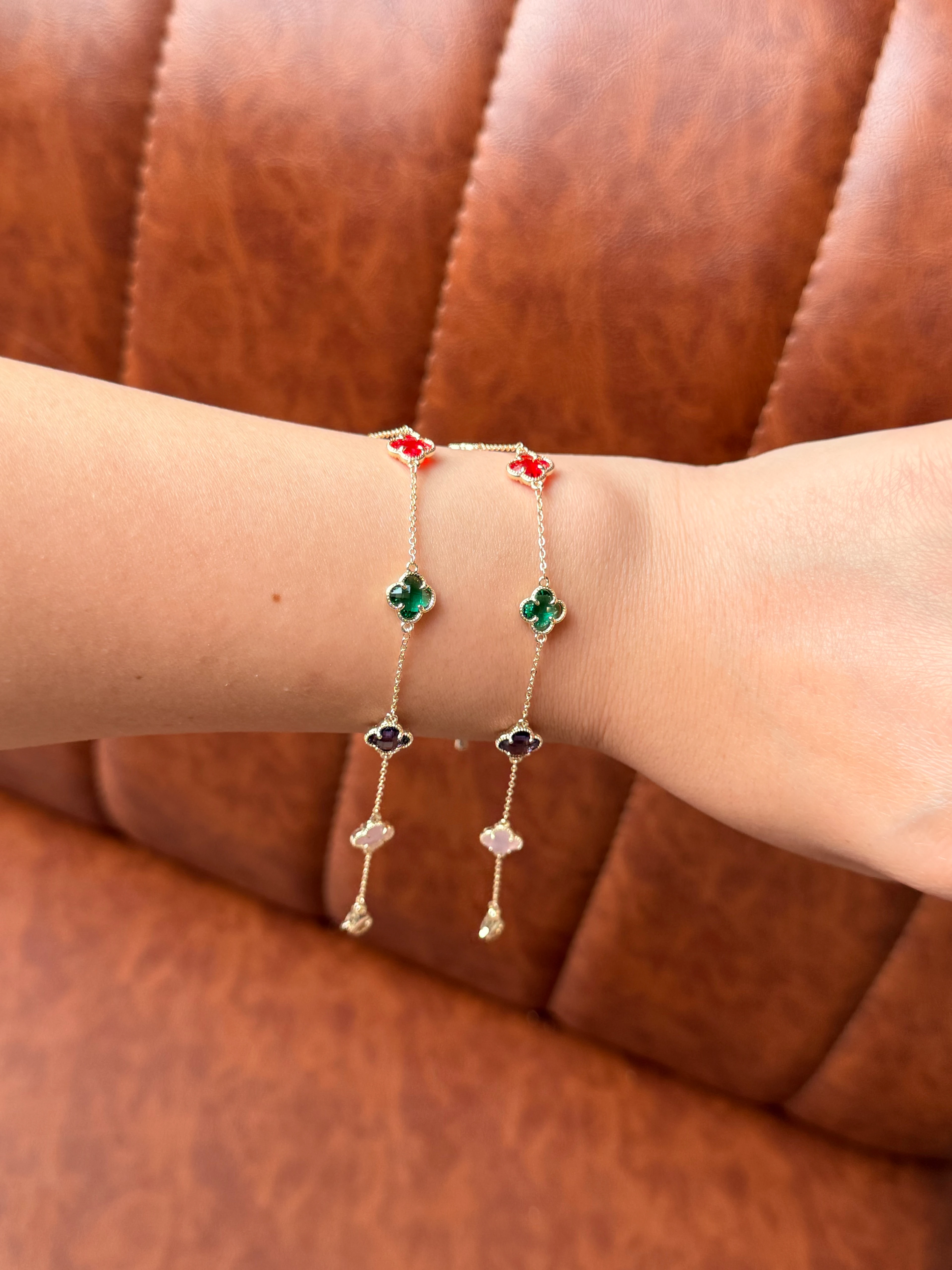 Renkli Taşlı Yonca Bileklik 