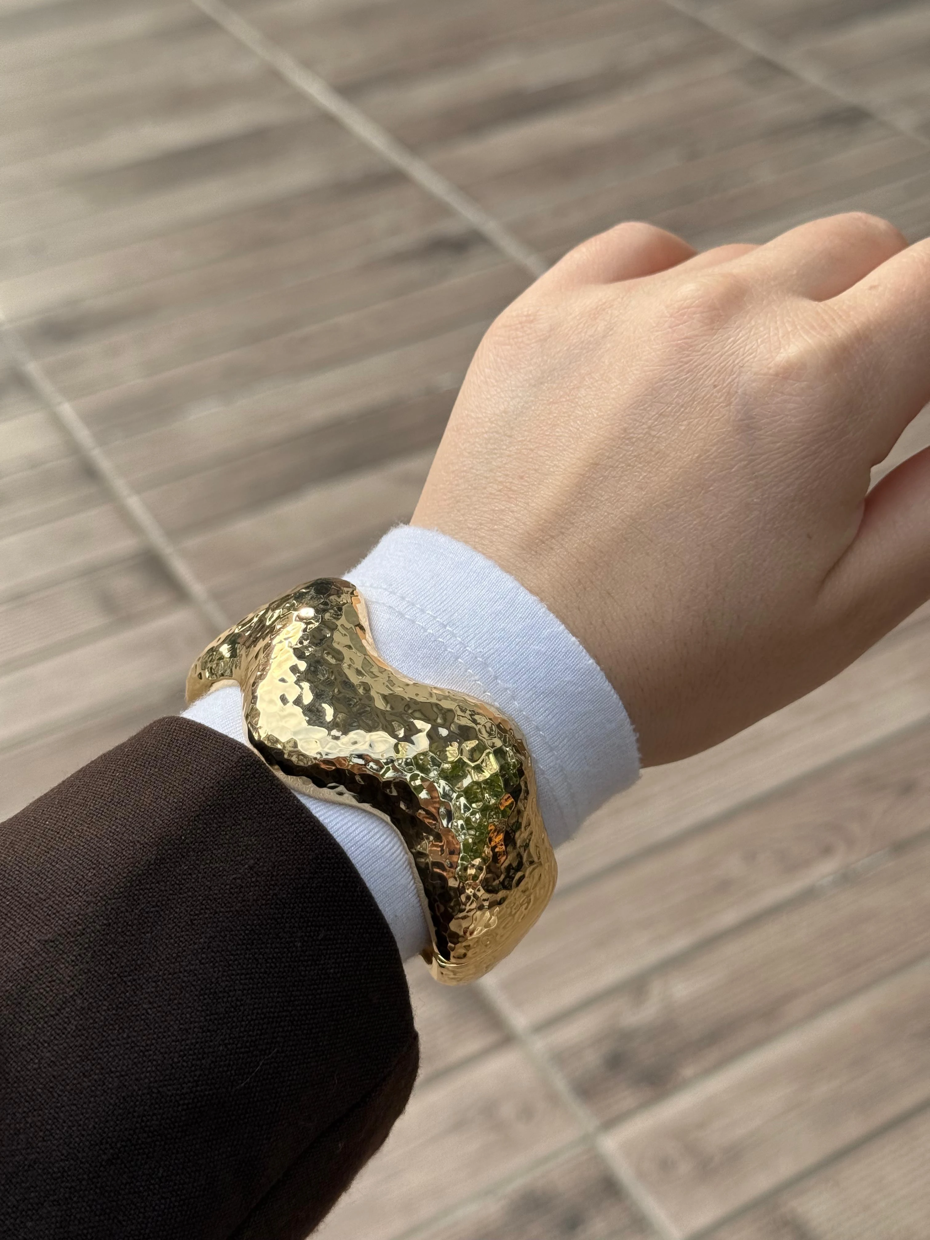 Gold Kalın Kelepçe Bileklik 