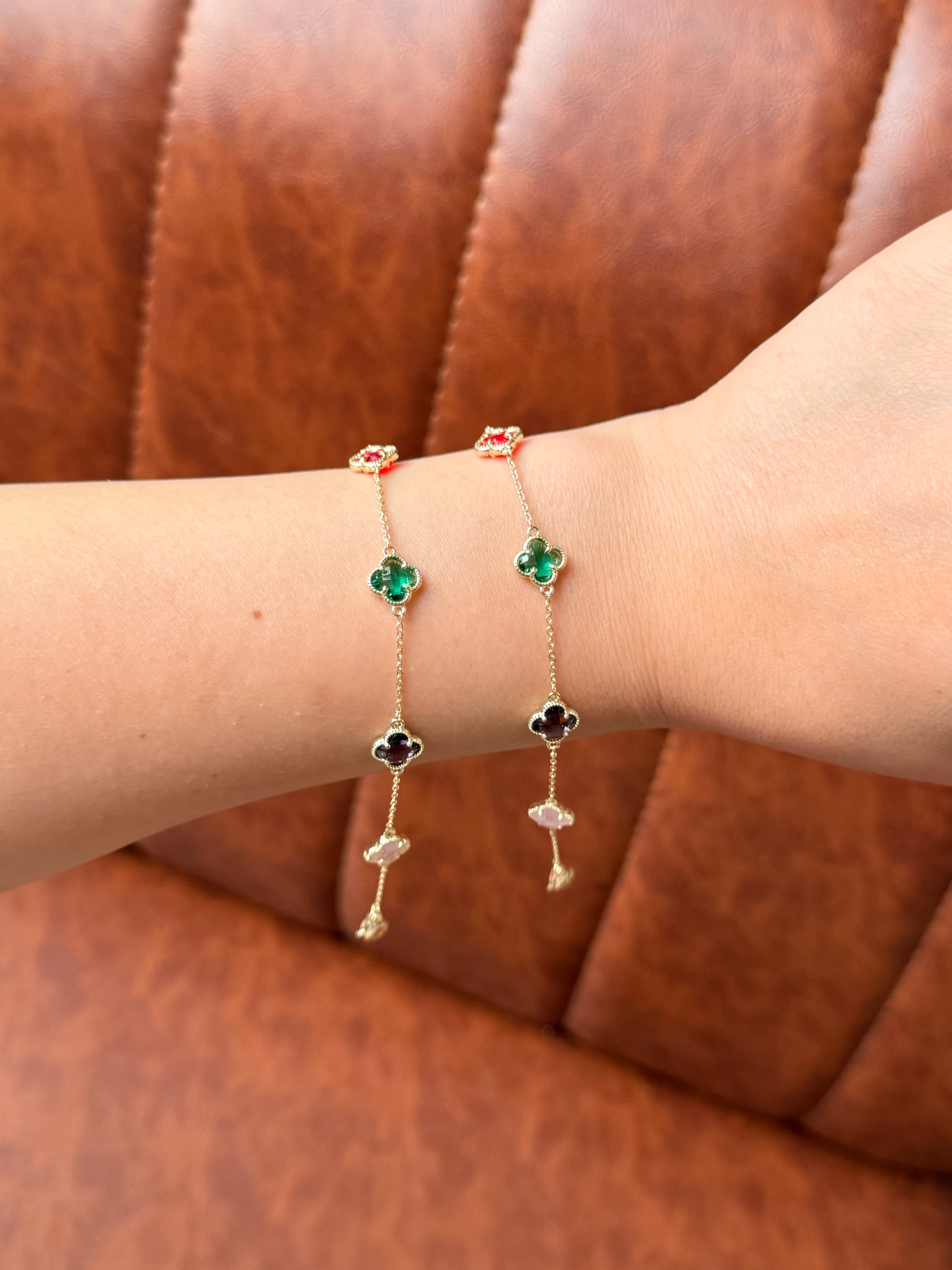 Renkli Taşlı Yonca Bileklik 