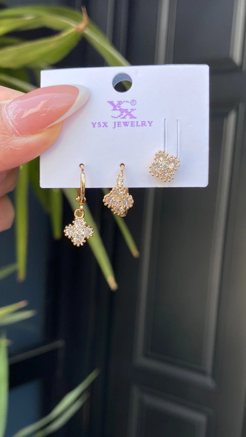 Çelik 3 lü Yonca Küpe