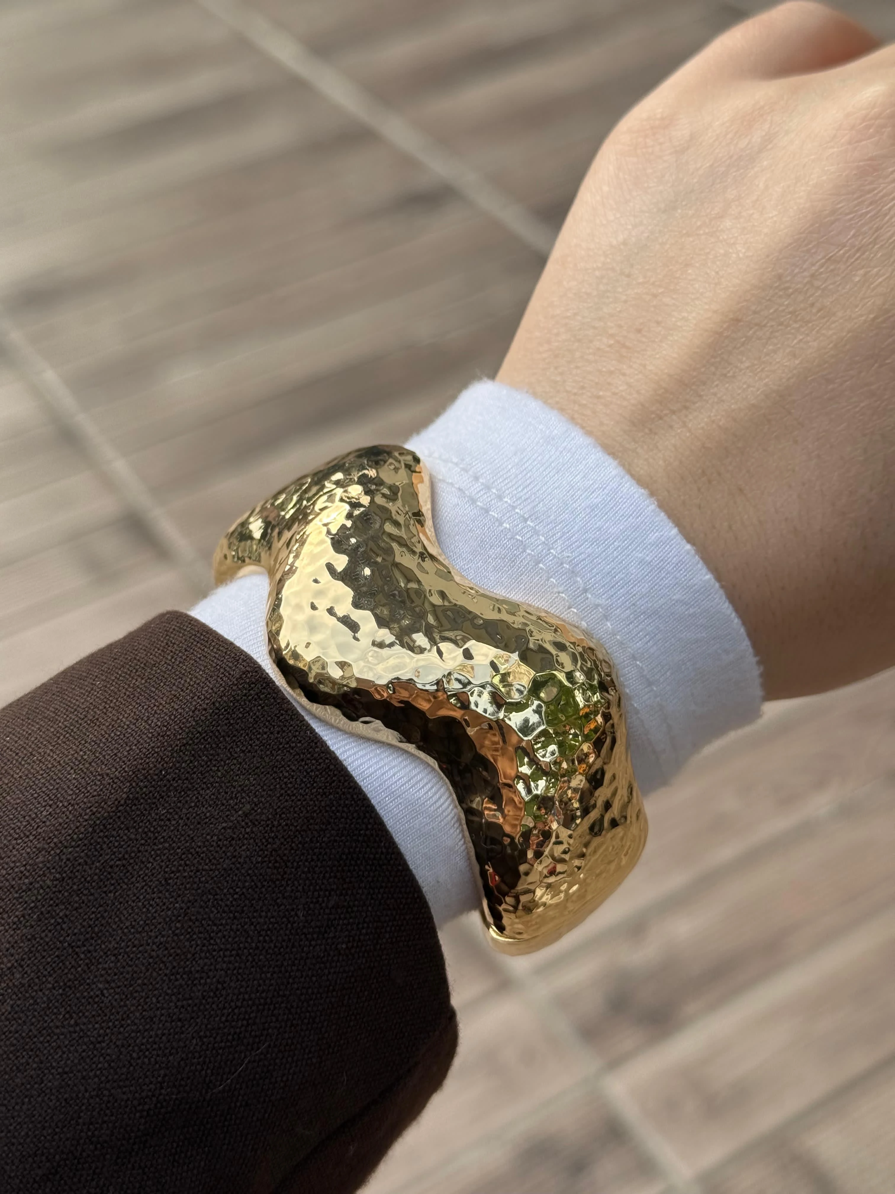 Gold Kalın Kelepçe Bileklik 