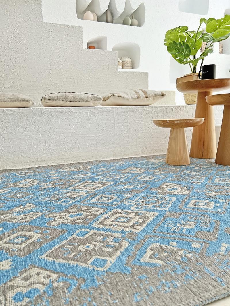 MORETTİ SİDE ÇİFT TARAFLI HALI 015-H GRİ-MAVİ