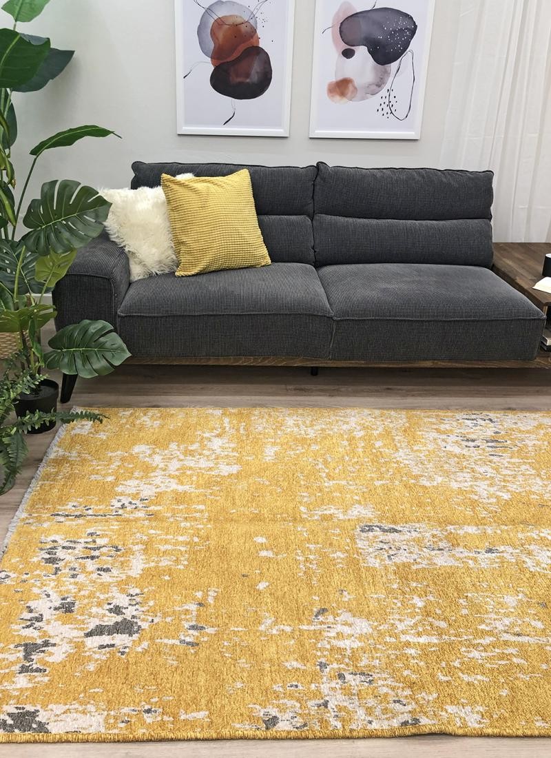 MORETTİ SİDE ÇİFT TARAFLI HALI 10407-F SARI-GRİ