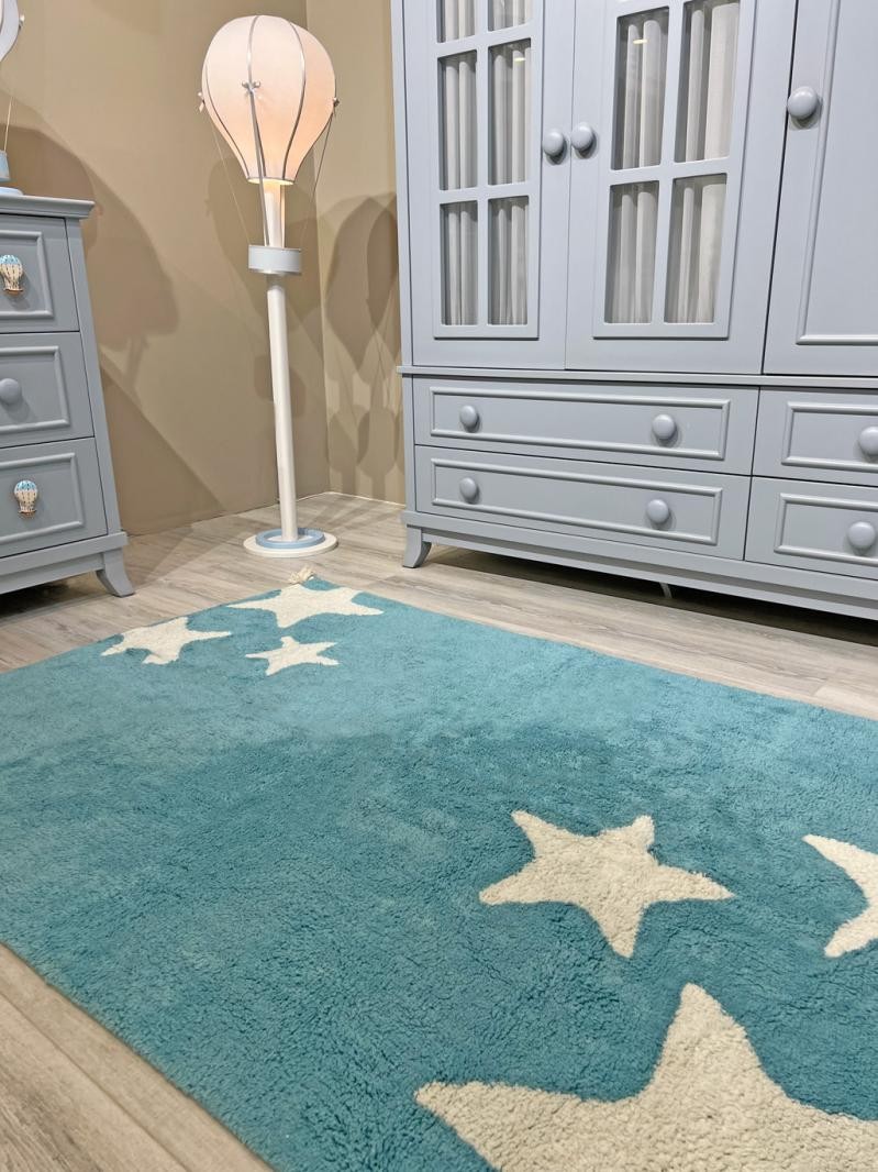 MOOD HALI STAR RUG BLUE ECRU